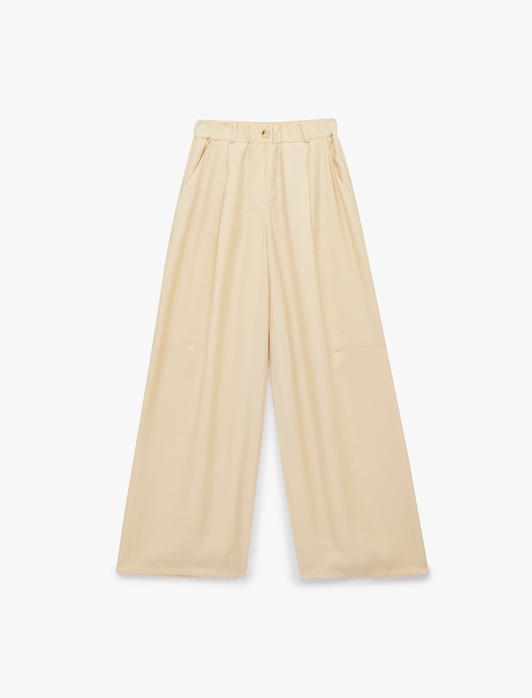   Modal Kumaş Loose Fit Beli Lastikli Cepli Geniş Paça Baggy Pantolon