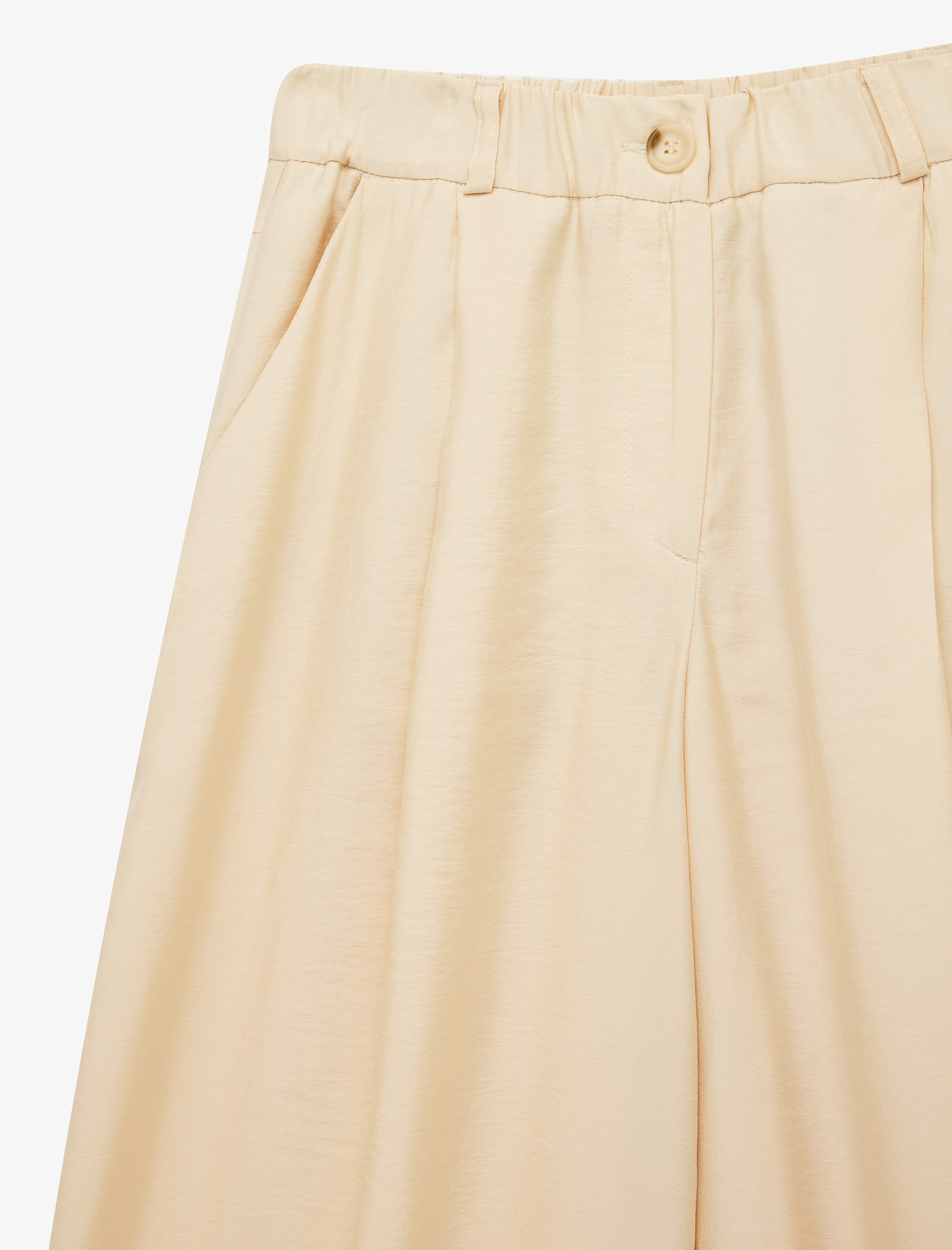   Modal Kumaş Loose Fit Beli Lastikli Cepli Geniş Paça Baggy Pantolon