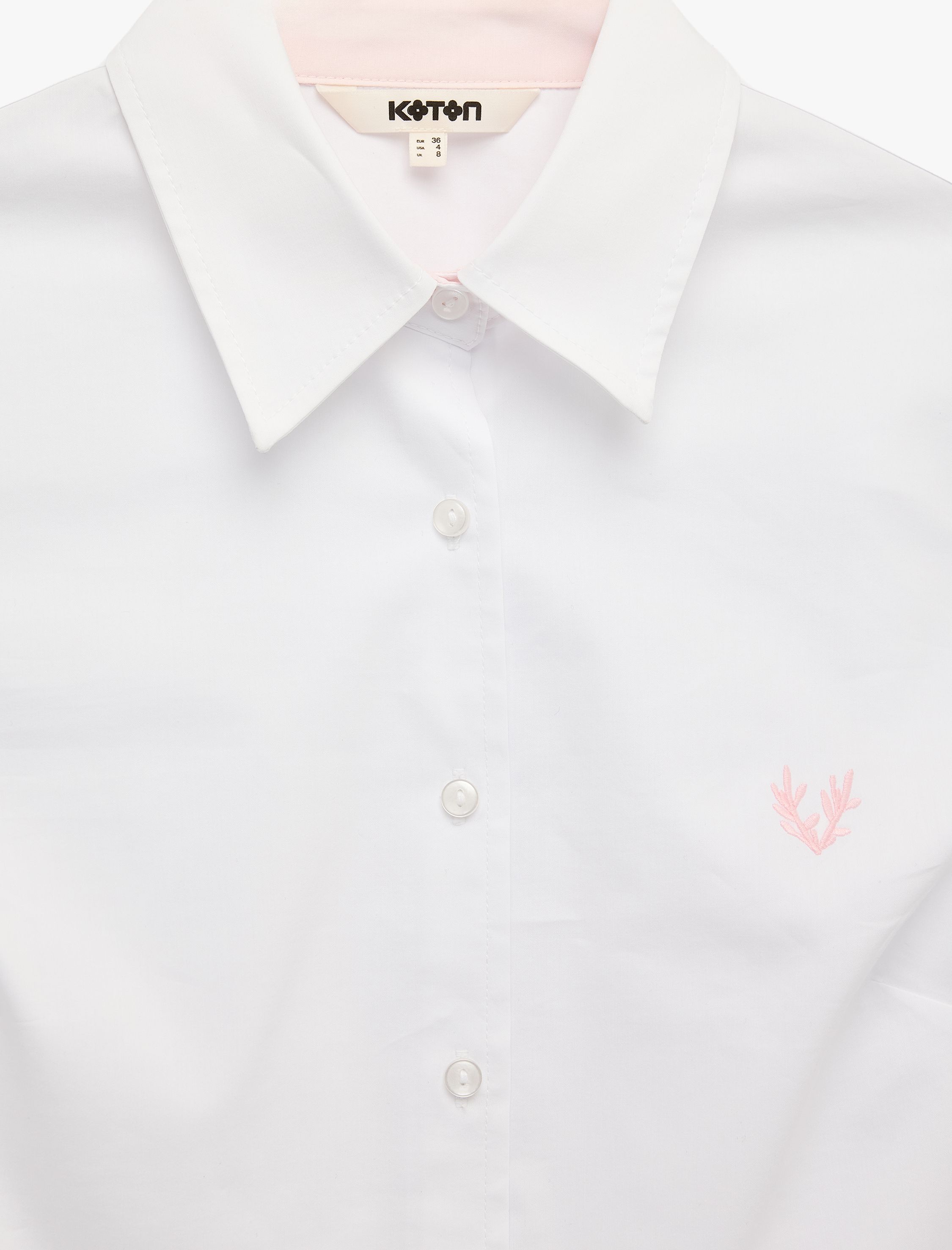   Pamuklu Slim Fit Kolları Katlama Detaylı İşlemeli Uzun Kollu Poplin Gömlek