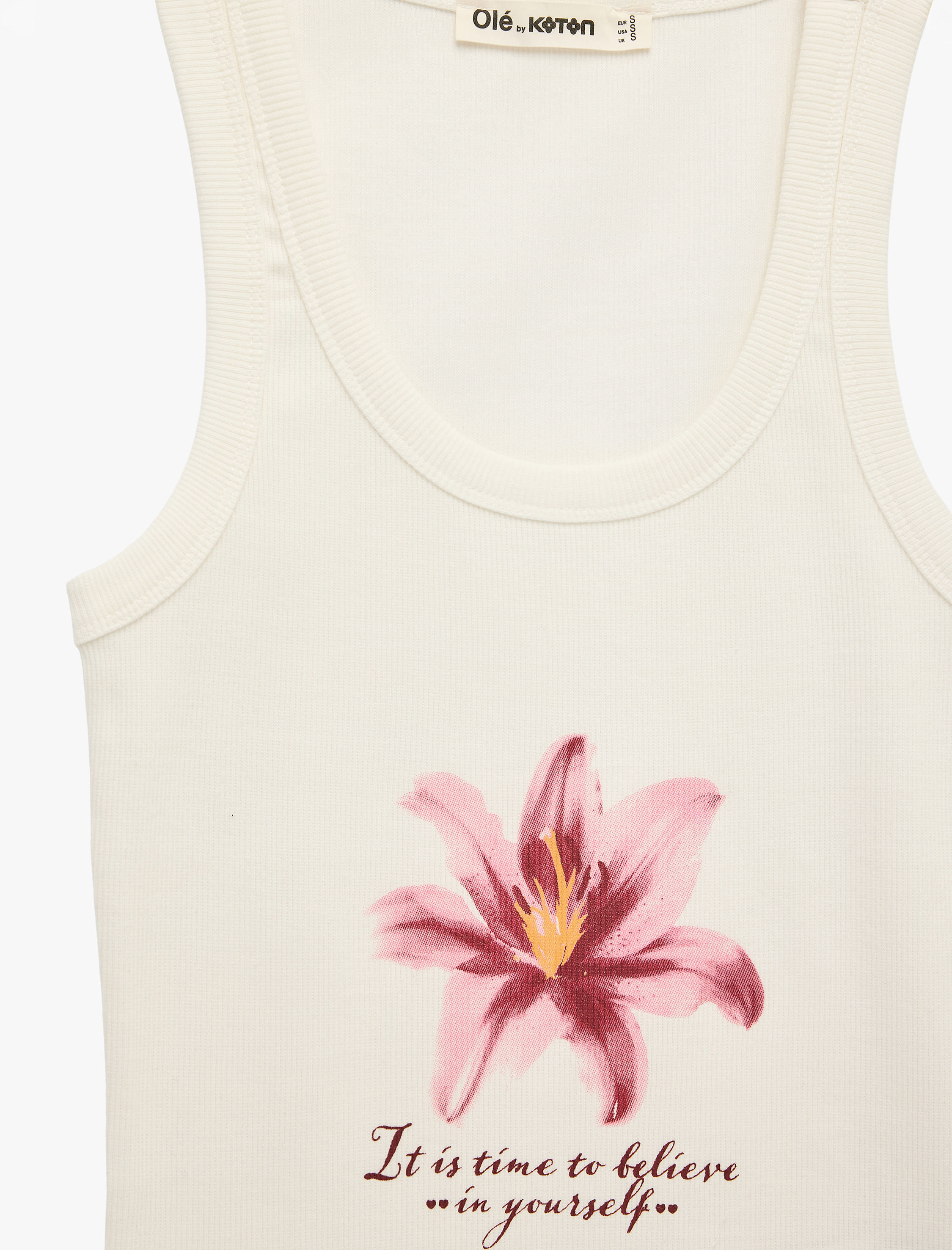   Pamuklu Kolsuz U Yaka Hibiskus Baskılı Bluz