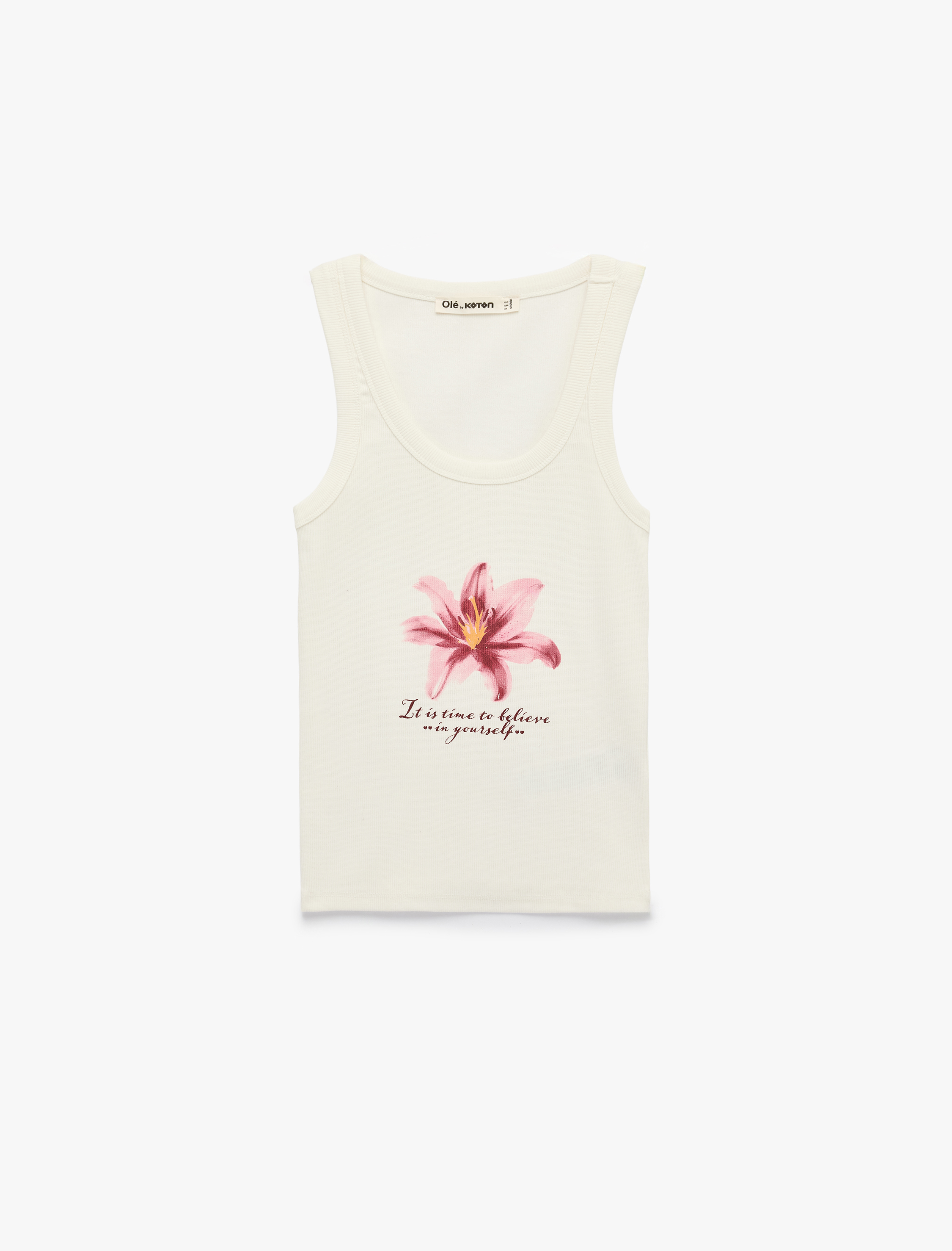  Pamuklu Kolsuz U Yaka Hibiskus Baskılı Bluz