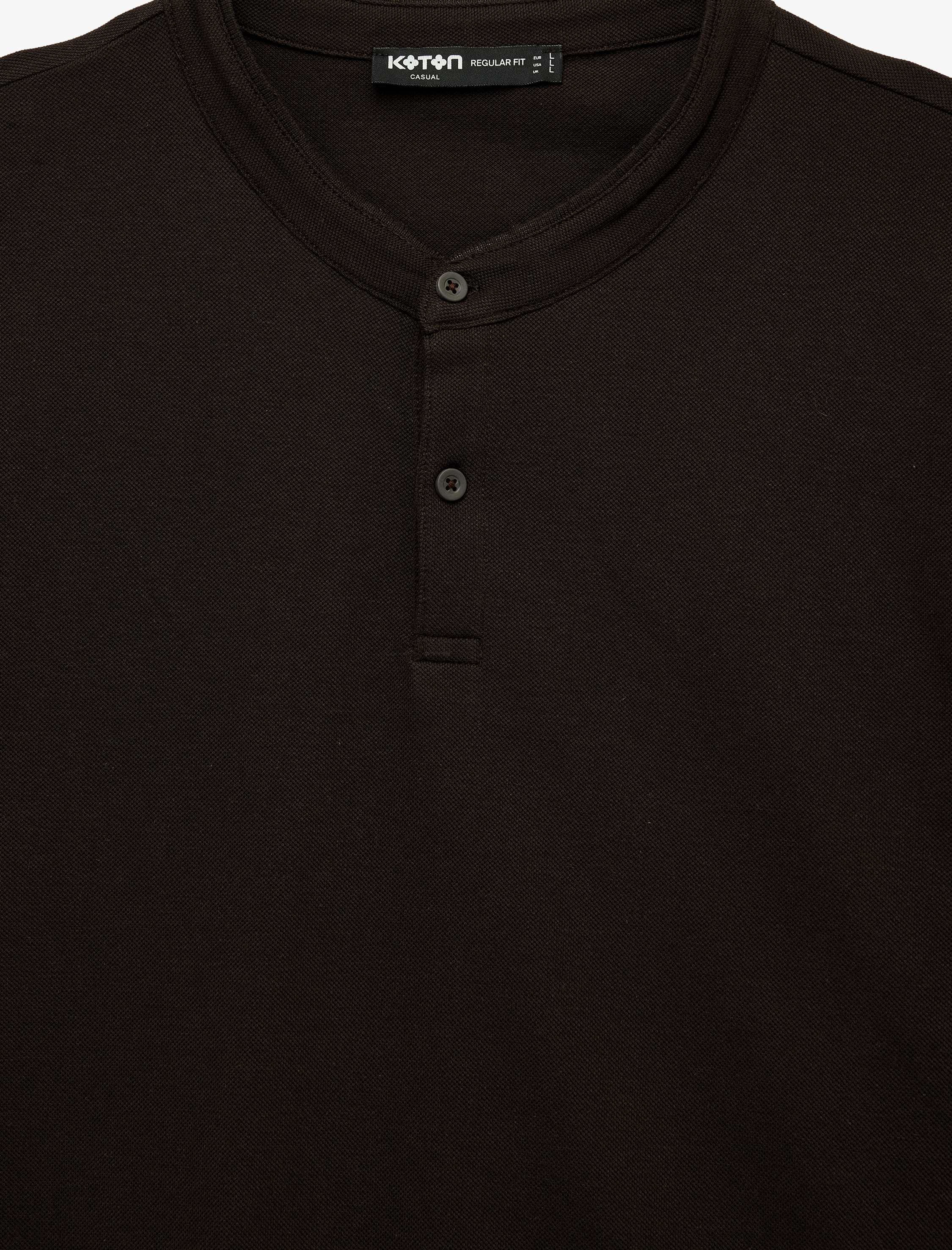   Regular Fit Pamuklu Düğmeli Kısa Kollu Henley Yaka Tişört
