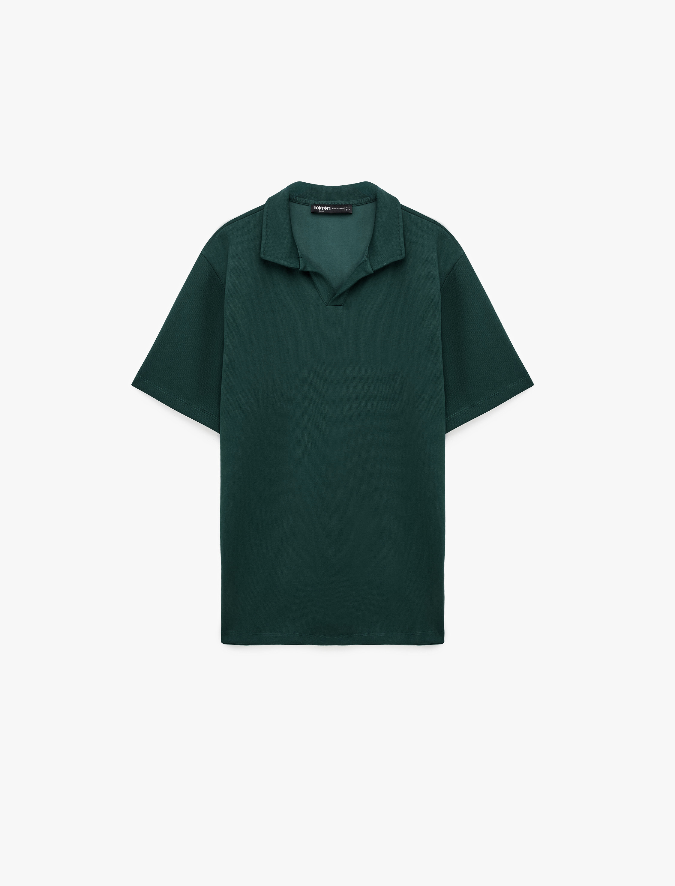   Kısa Kollu Regular Fit Viskon Karışımlı Polo Yaka Basic Tişört