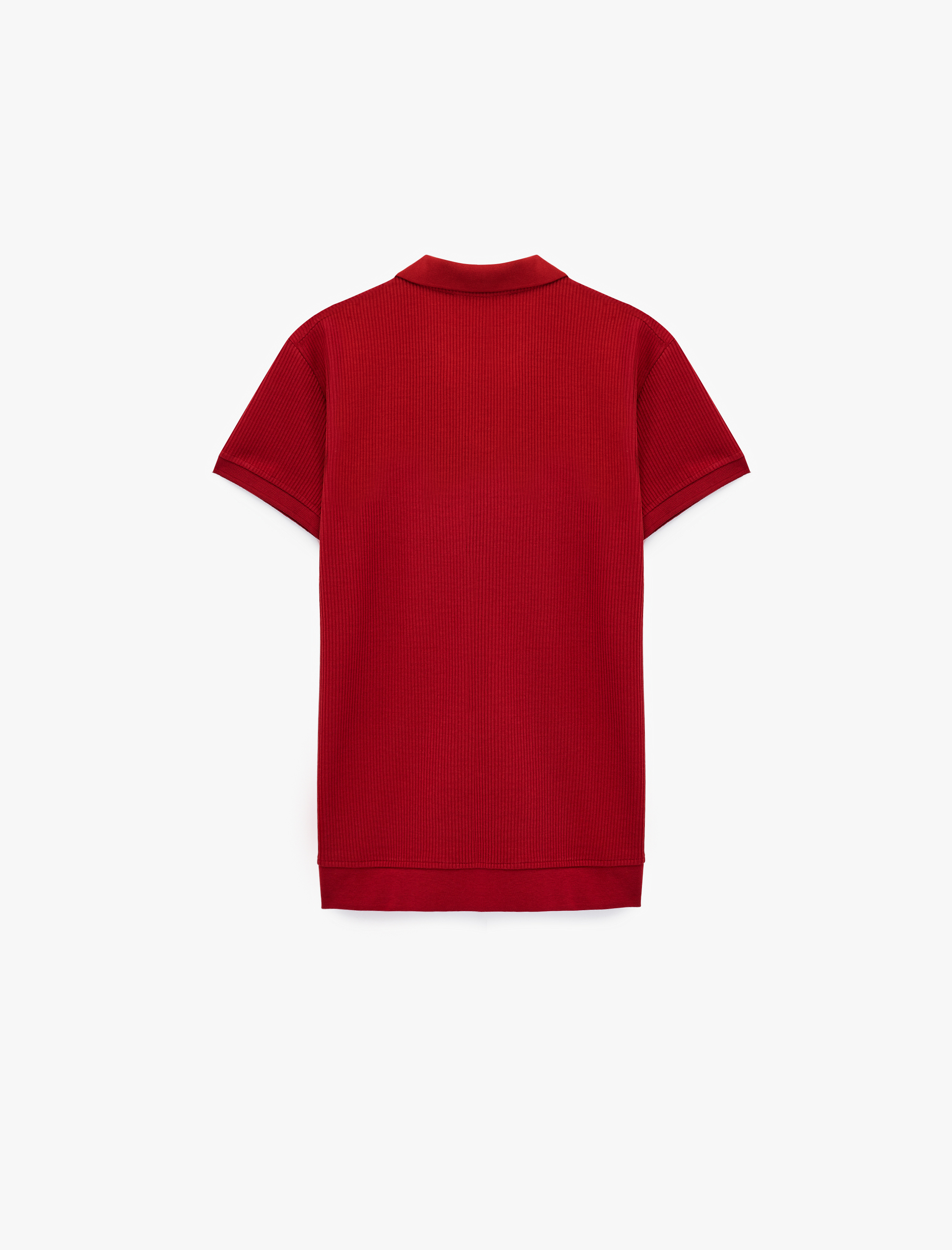   Regular Fit Kısa Kollu Pamuklu Fitilli Polo Yaka Tişört