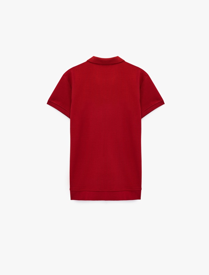  Regular Fit Kısa Kollu Pamuklu Fitilli Polo Yaka Tişört