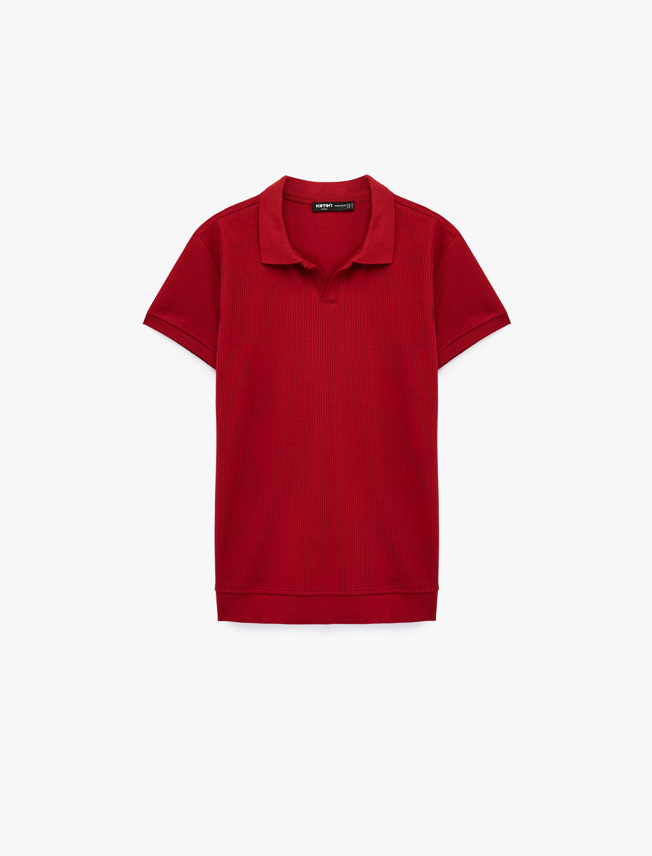   Regular Fit Kısa Kollu Pamuklu Fitilli Polo Yaka Tişört