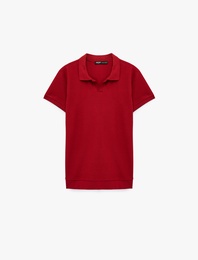 Regular Fit Kısa Kollu Pamuklu Fitilli Polo Yaka Tişört