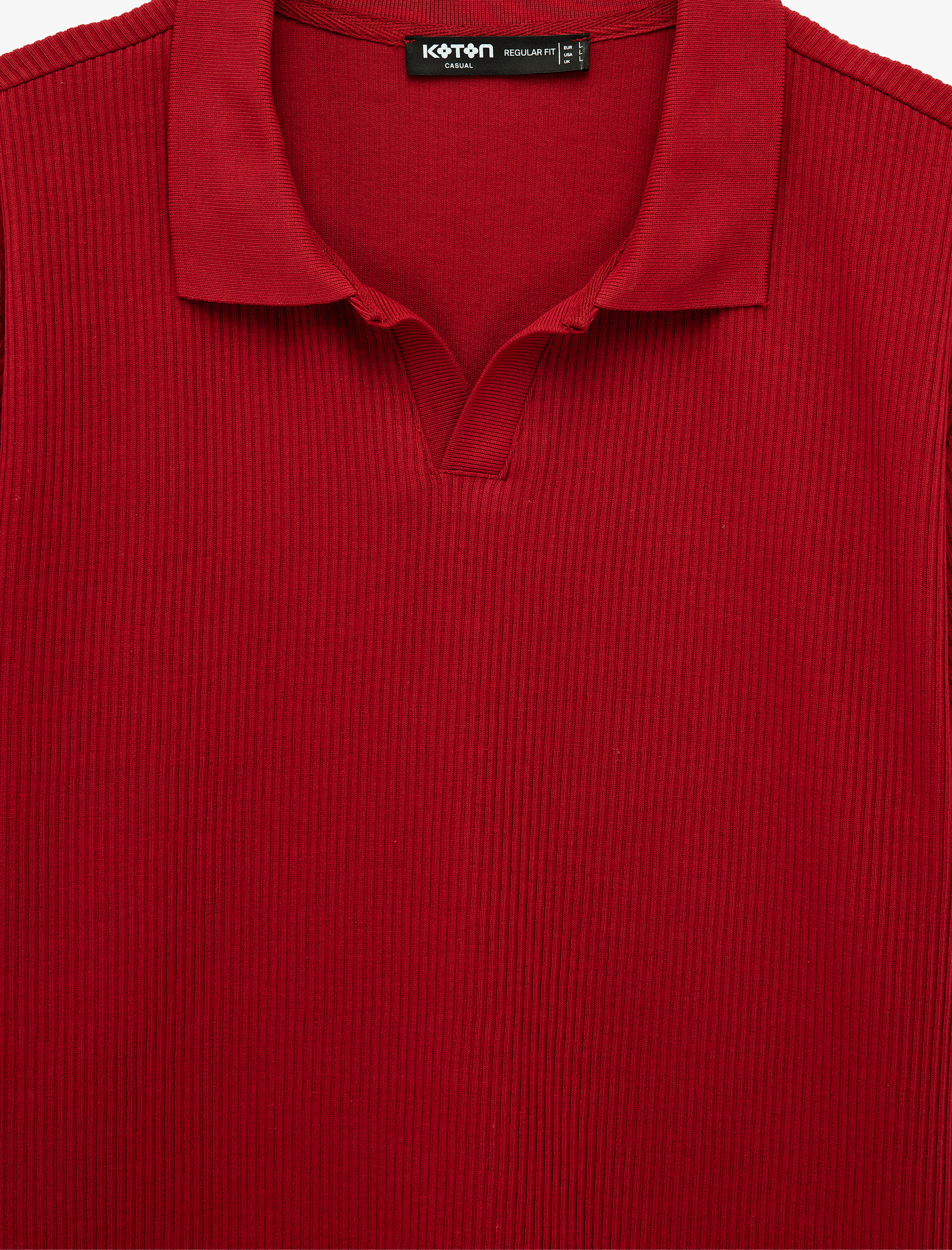   Regular Fit Kısa Kollu Pamuklu Fitilli Polo Yaka Tişört