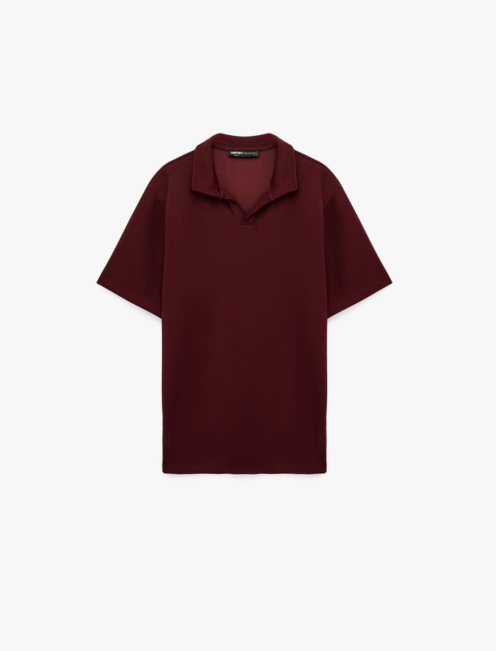  Kısa Kollu Regular Fit Viskon Karışımlı Polo Yaka Basic Tişört