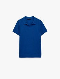Regular Fit Kısa Kollu Pamuklu Fitilli Polo Yaka Tişört