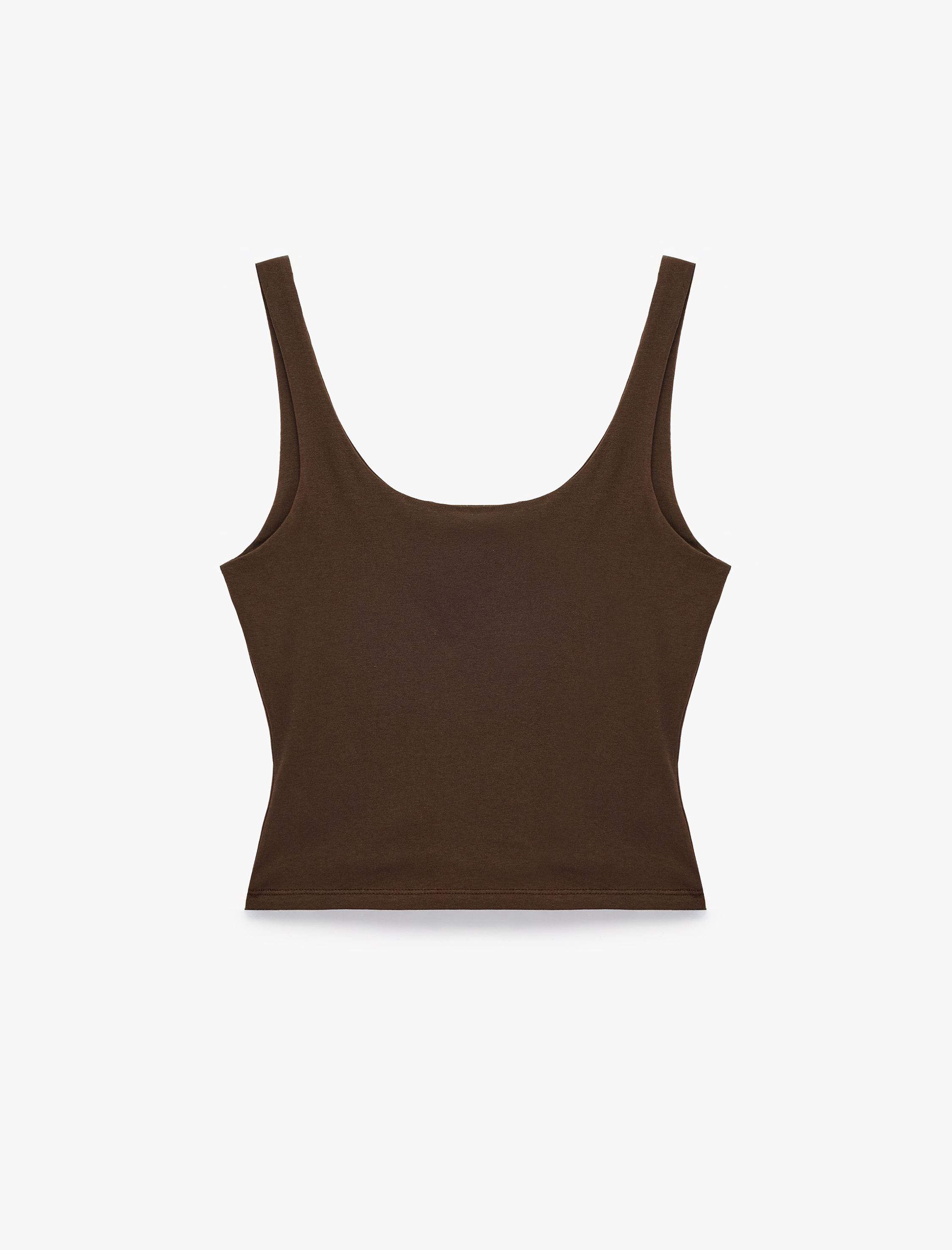   Pamuklu Slim Fit U Yaka Kolsuz Bluz