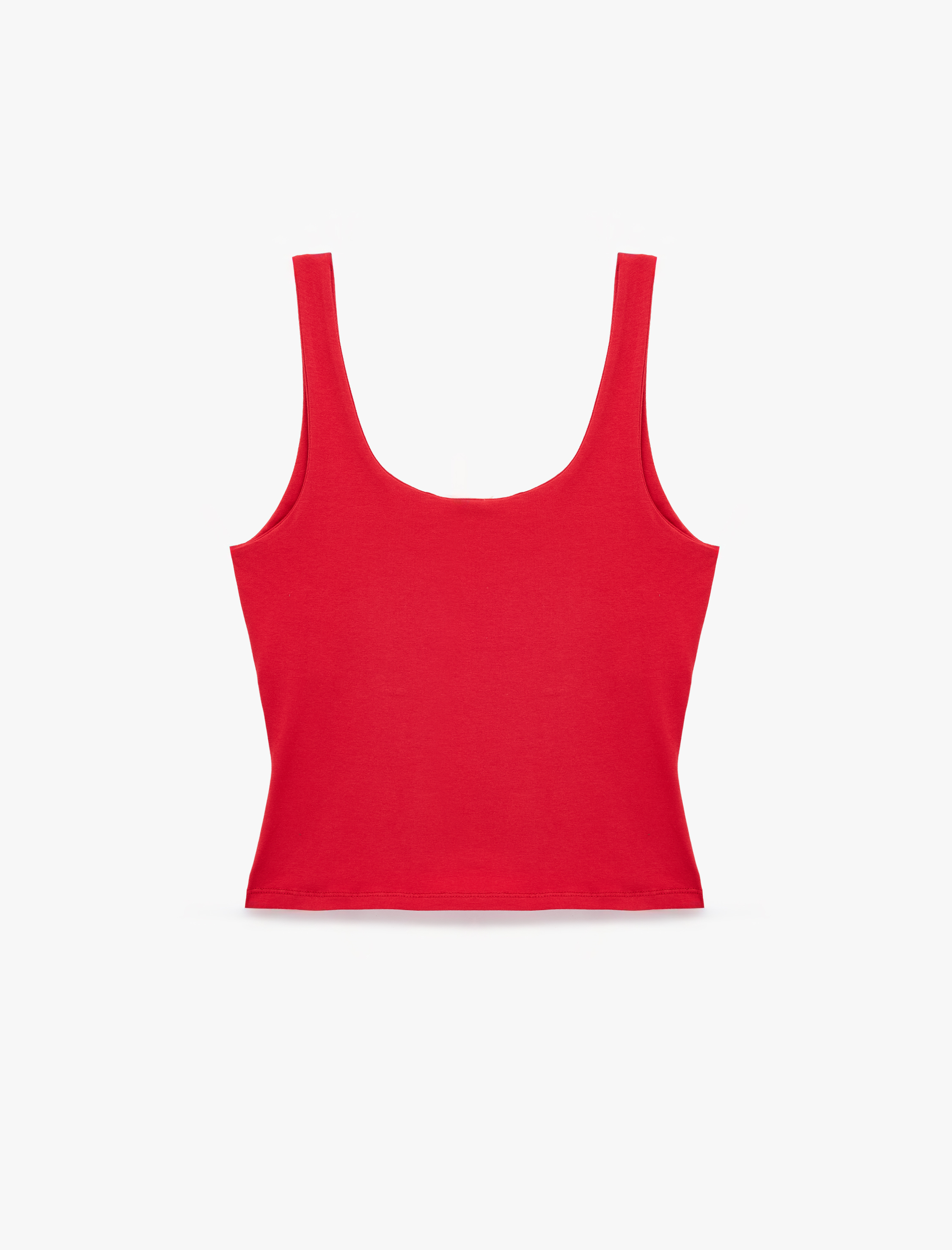  Pamuklu Slim Fit U Yaka Kolsuz Bluz