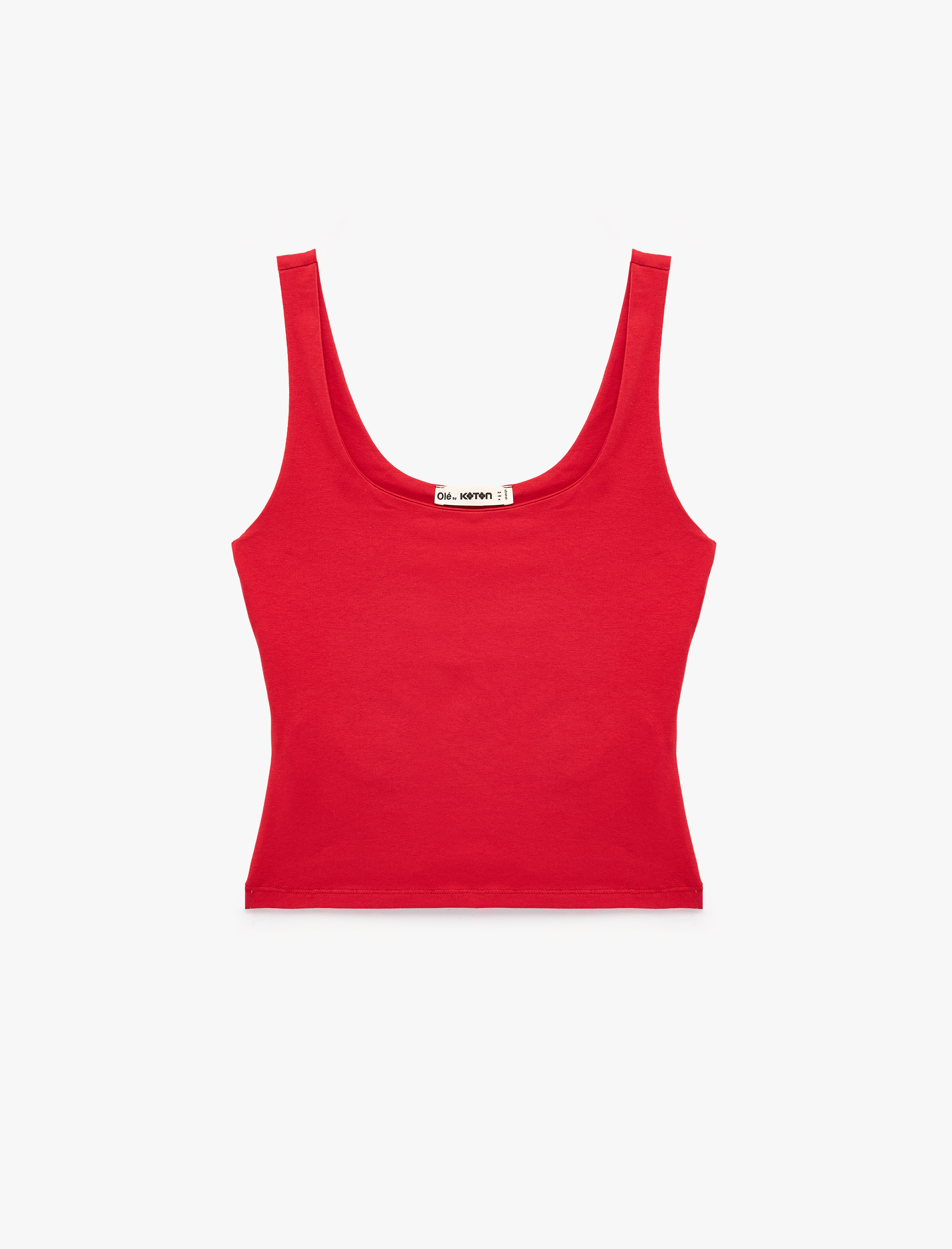   Pamuklu Slim Fit U Yaka Kolsuz Bluz