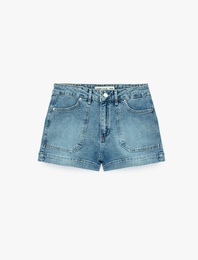 Pamuklu Regular Fit Cep Detaylı Mini Denim  Şort