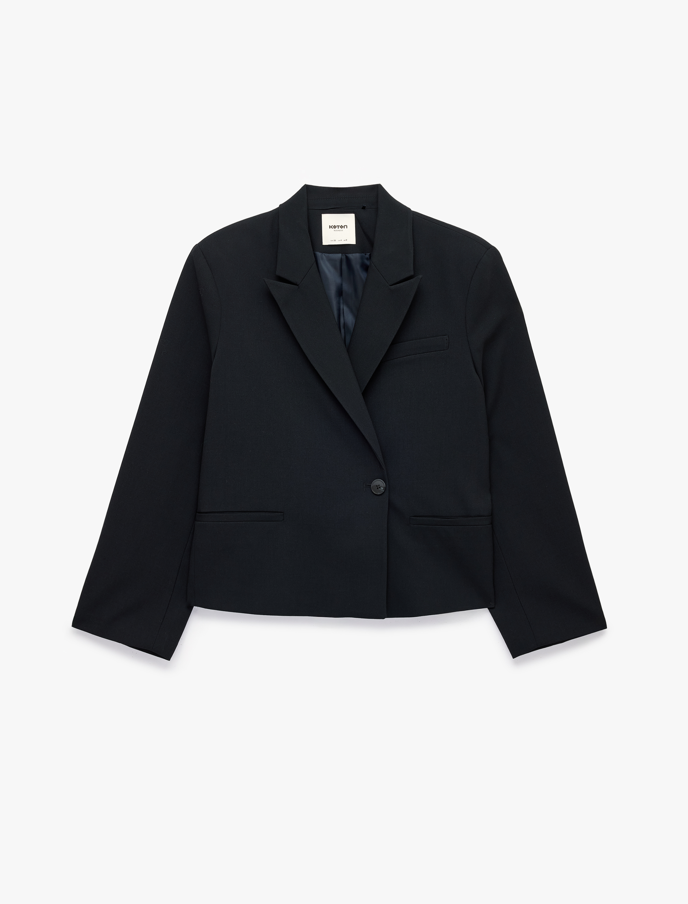   Kruvaze Yaka Uzun Kollu Crop Blazer Ceket