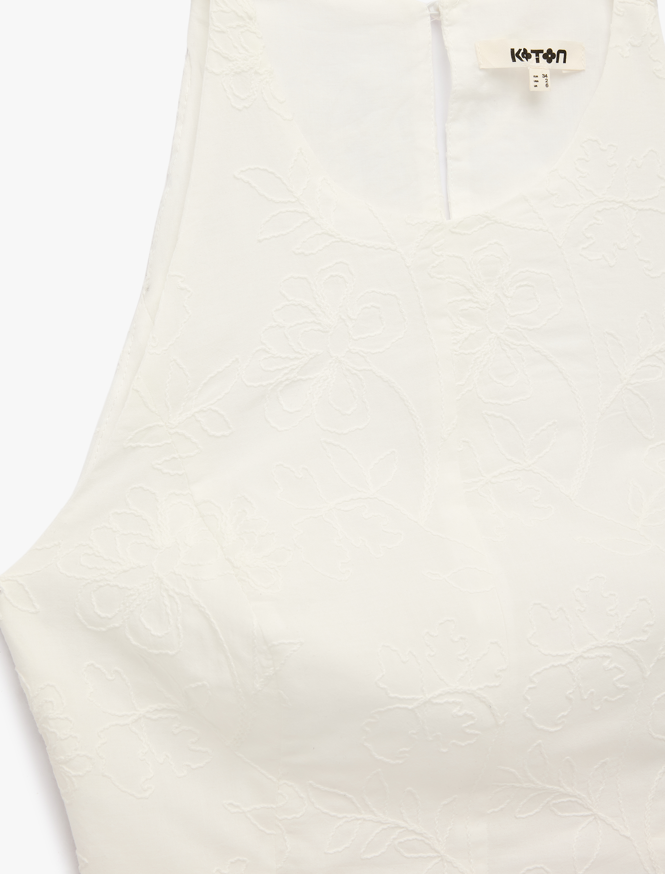   Pamuklu Floral Dokulu Halter Yaka Brode Bluz