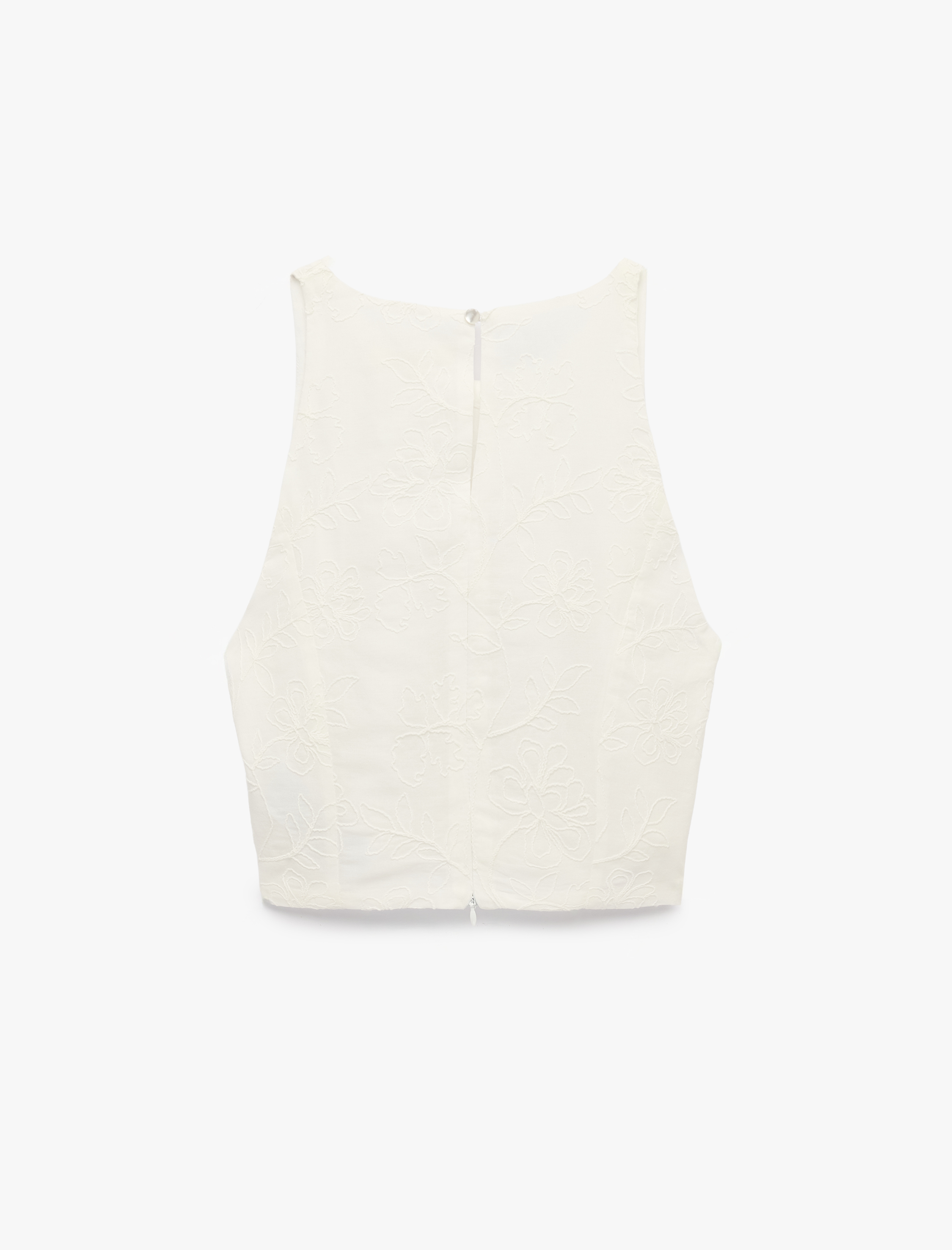   Pamuklu Floral Dokulu Halter Yaka Brode Bluz