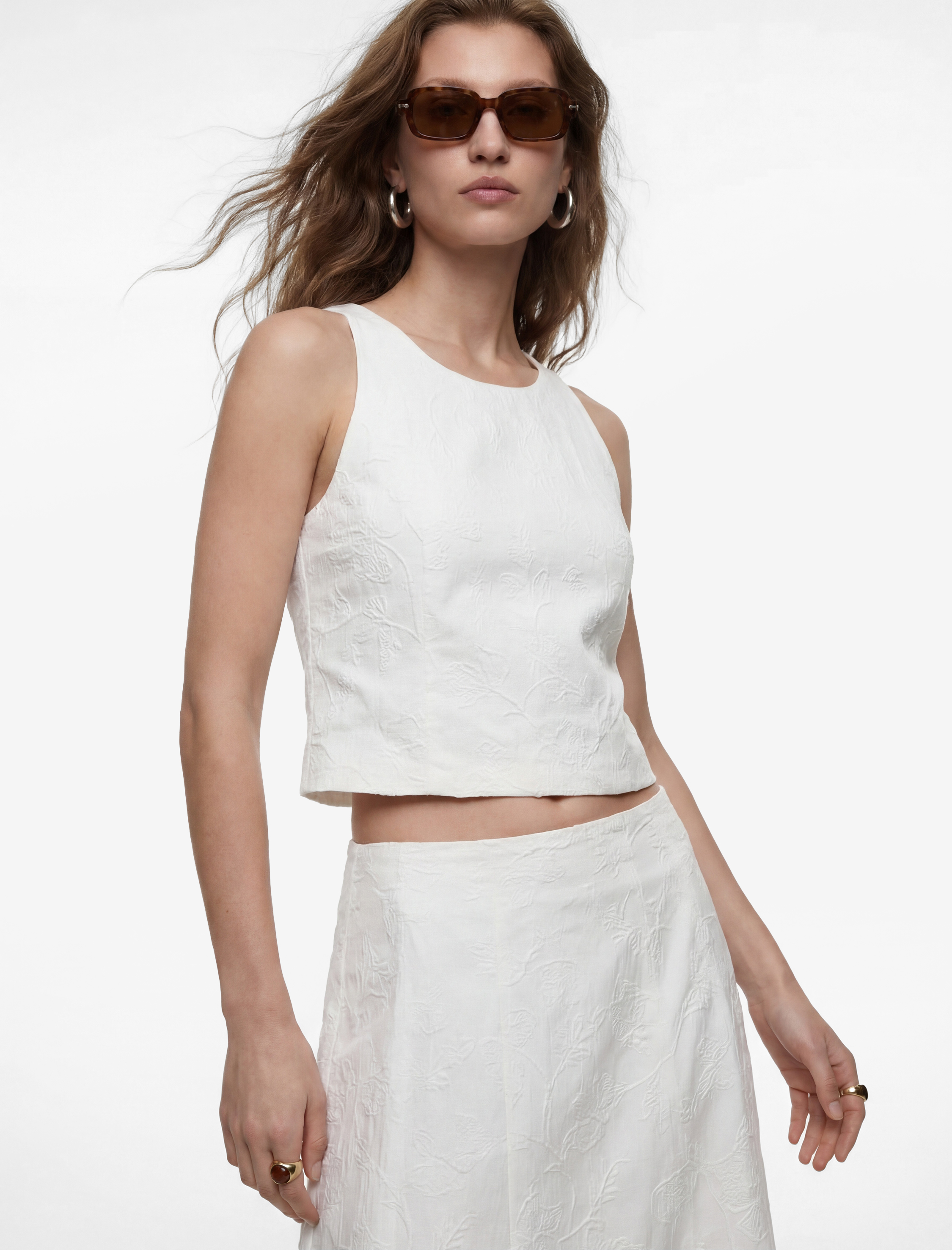   Pamuklu Floral Dokulu Halter Yaka Brode Bluz