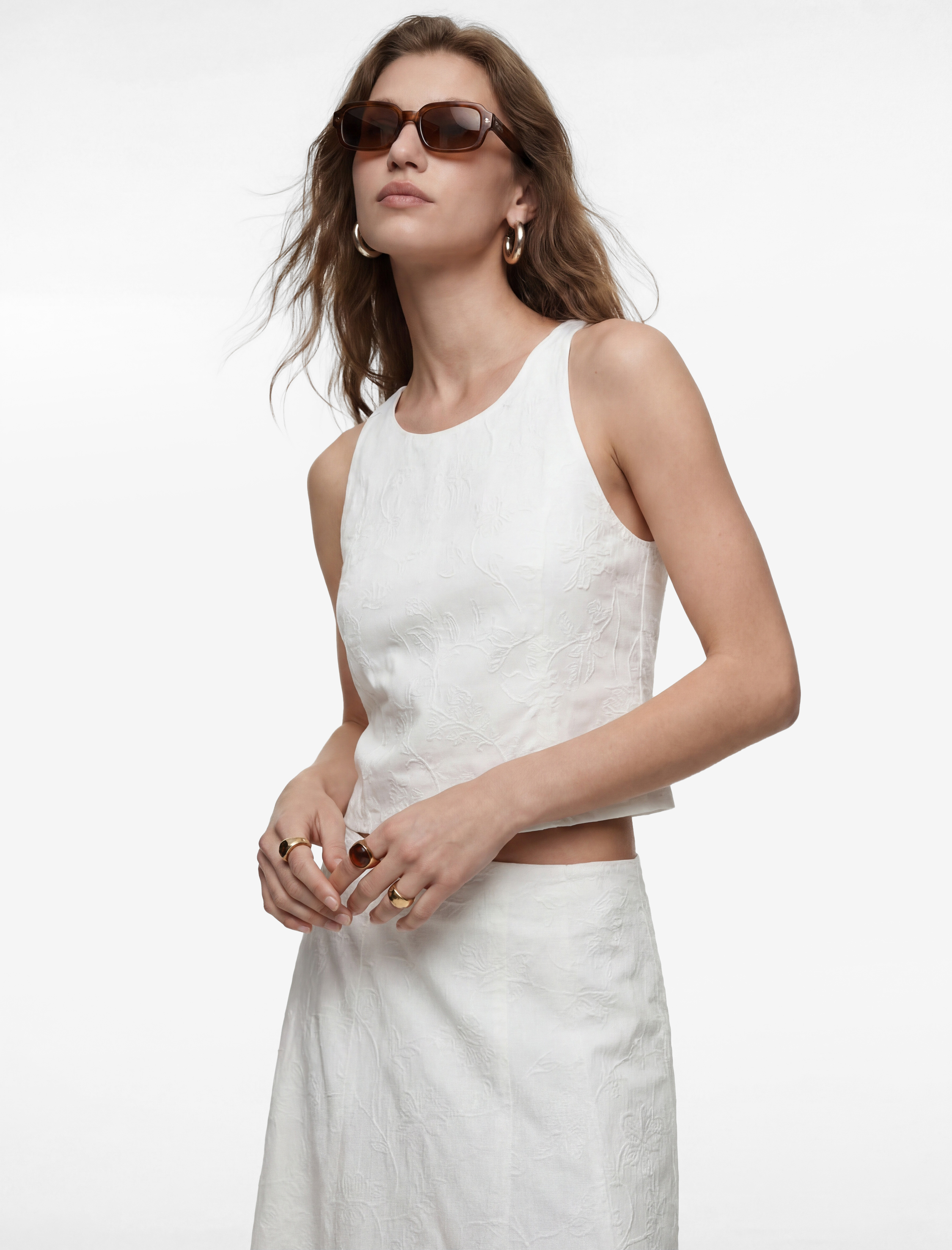   Pamuklu Floral Dokulu Halter Yaka Brode Bluz