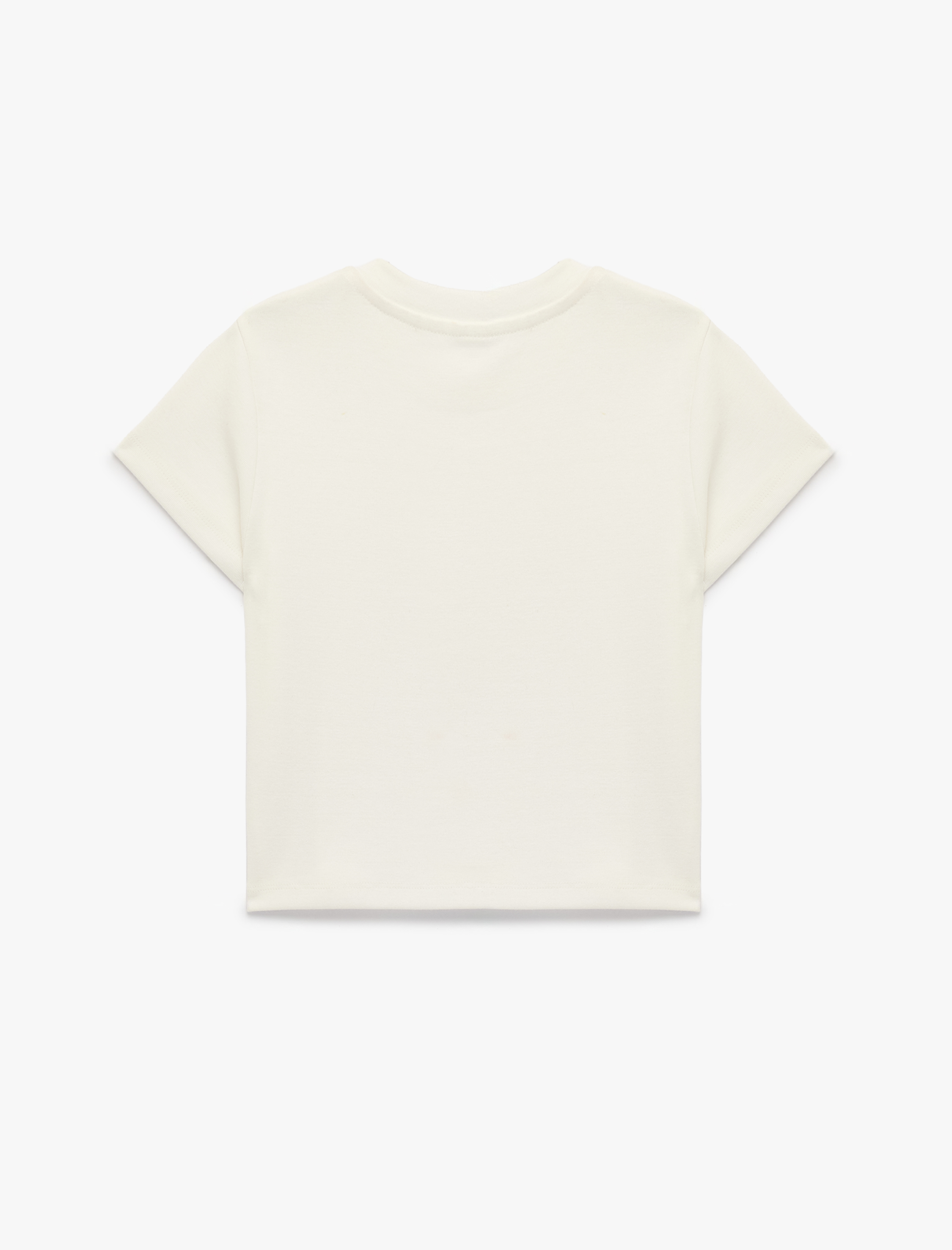   Koton X Sibil Çetinkaya - Slim Fit Kısa Kollu Bisiklet Yaka Tavşan Baskılı Crop Tişört
