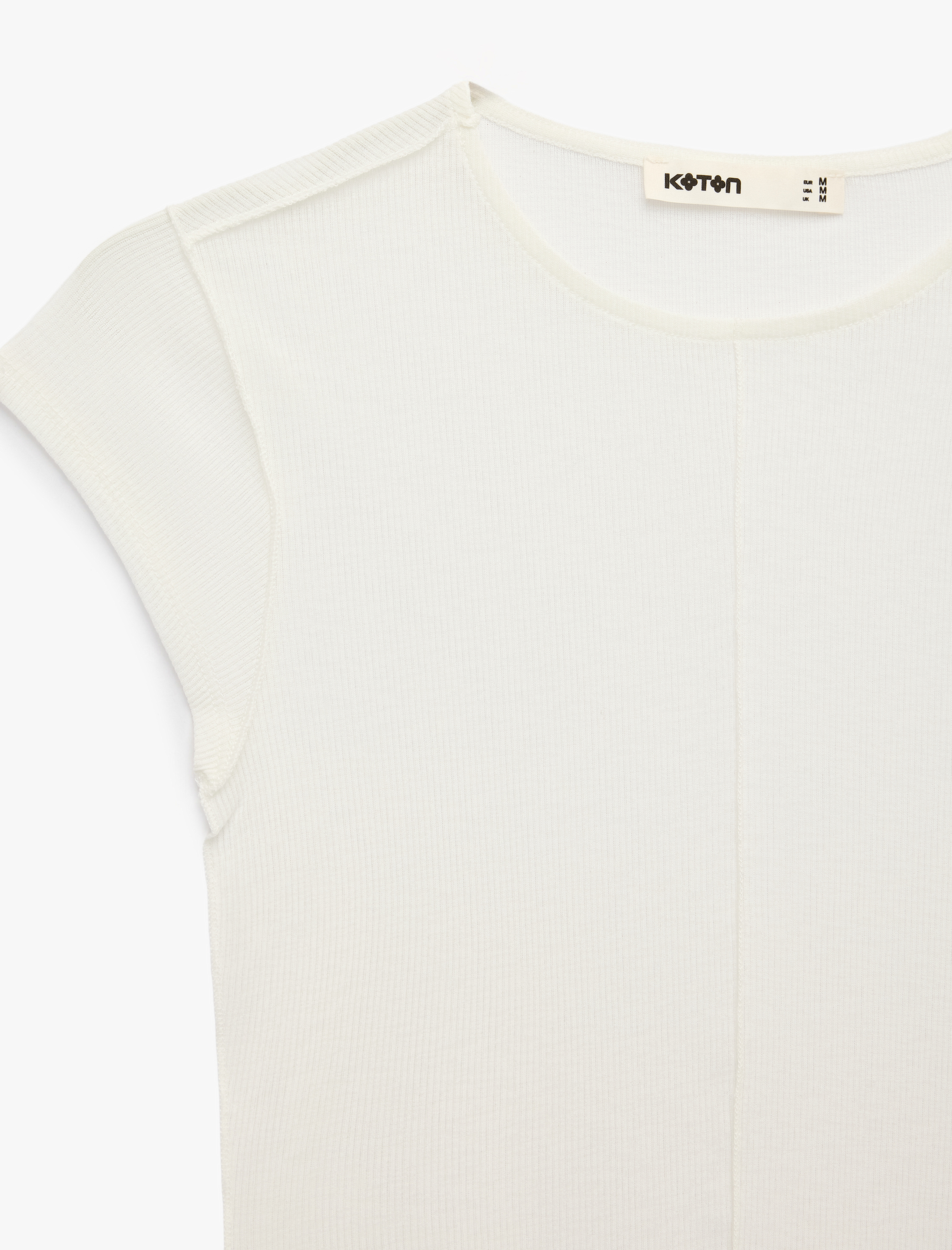   Dikiş Detaylı Slim Fit Fitilli Kap Kol Bluz