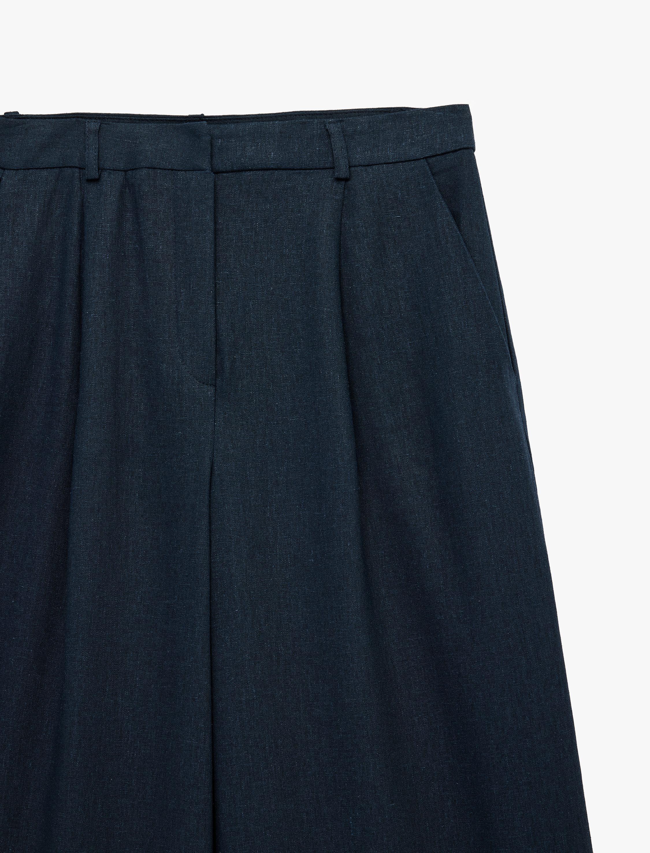   Keten Görünümlü Cepli Geniş Paça Pantolon