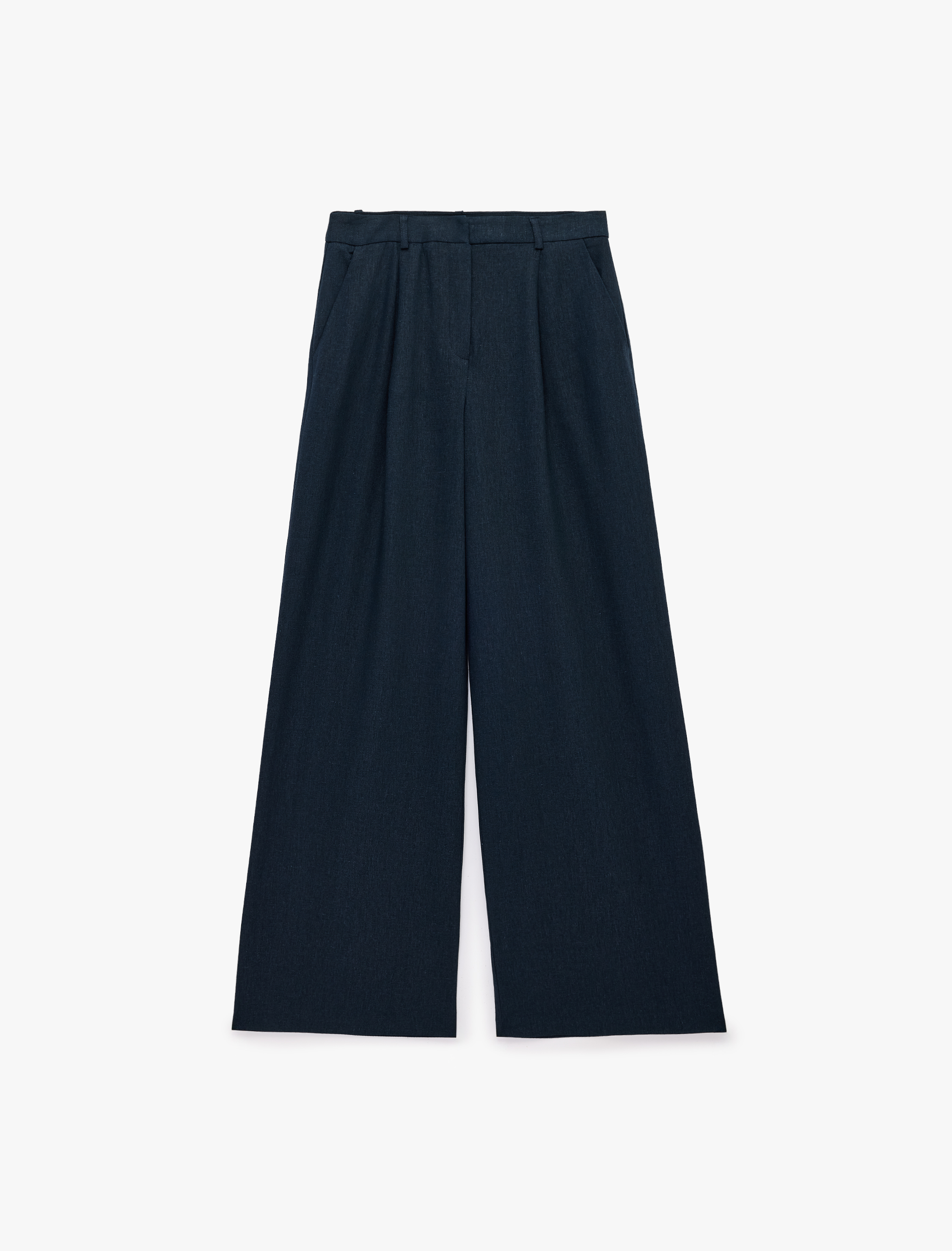   Keten Görünümlü Cepli Geniş Paça Pantolon