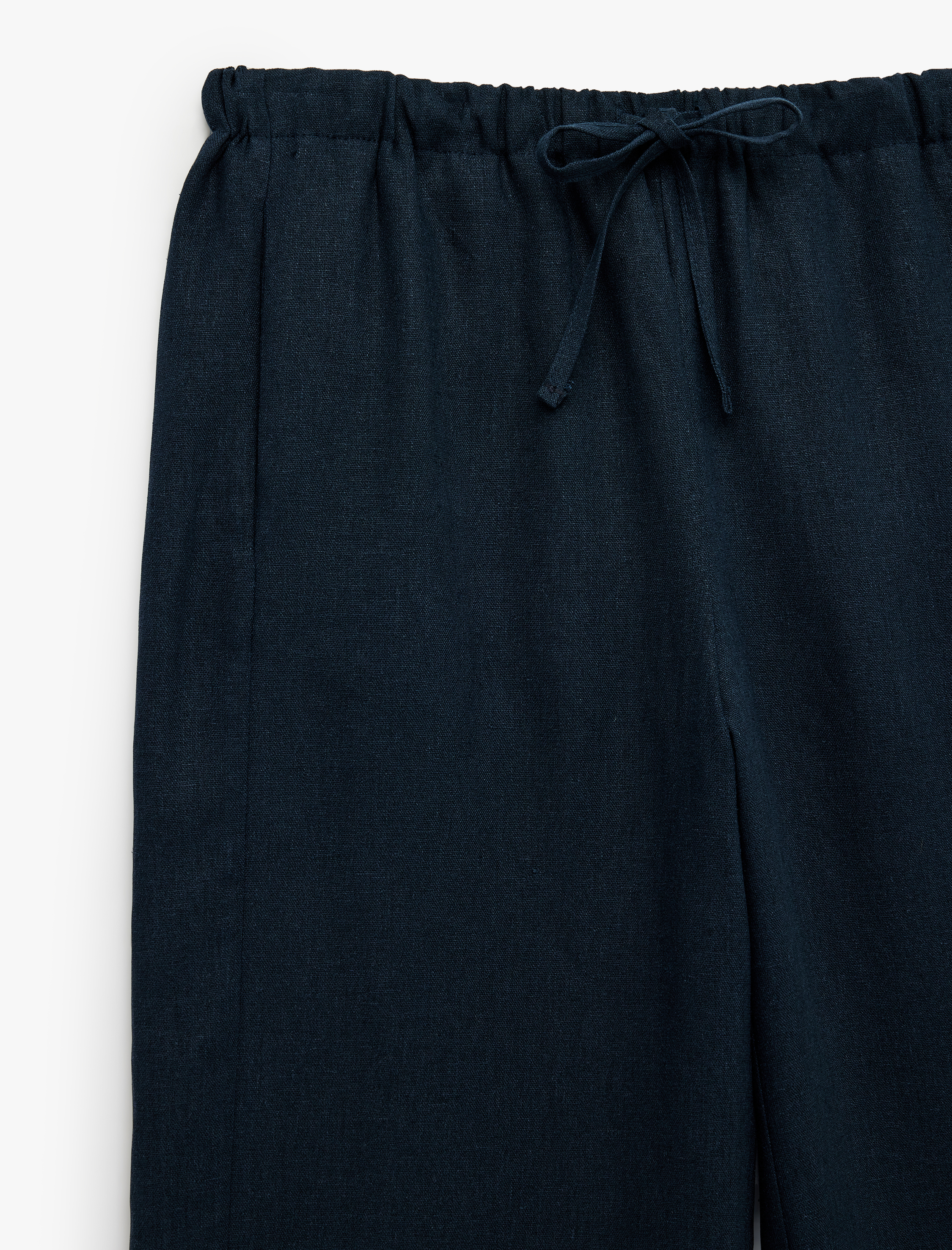   Keten Görünümlü Cepli Straight Fit Düz Paça Pantolon