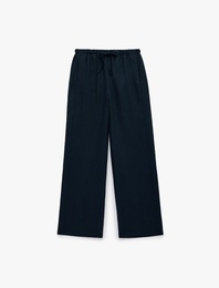 Keten Görünümlü Cepli Straight Fit Düz Paça Pantolon