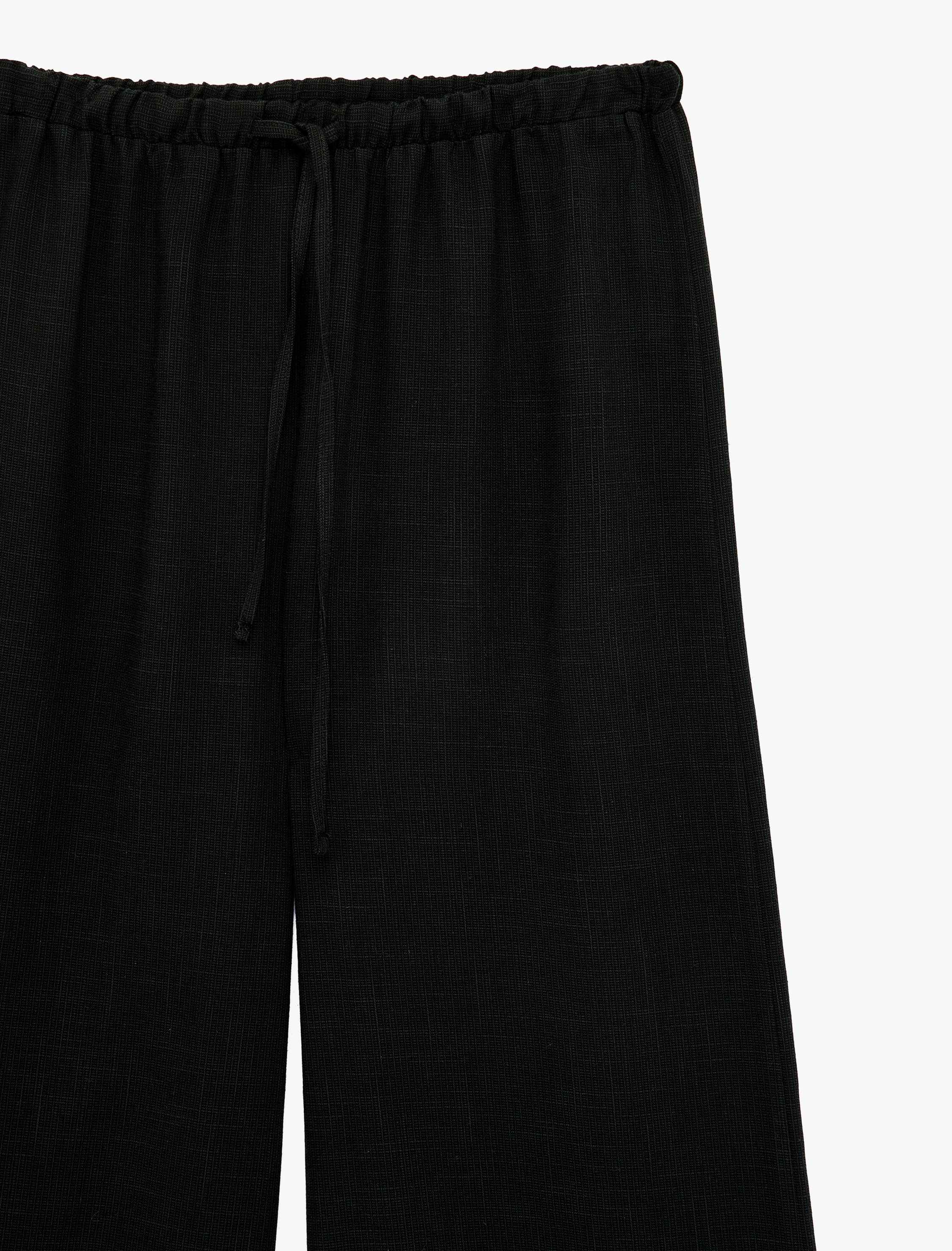   Viskon Karışımlı Beli Bağcıklı Geniş Paça Pantolon