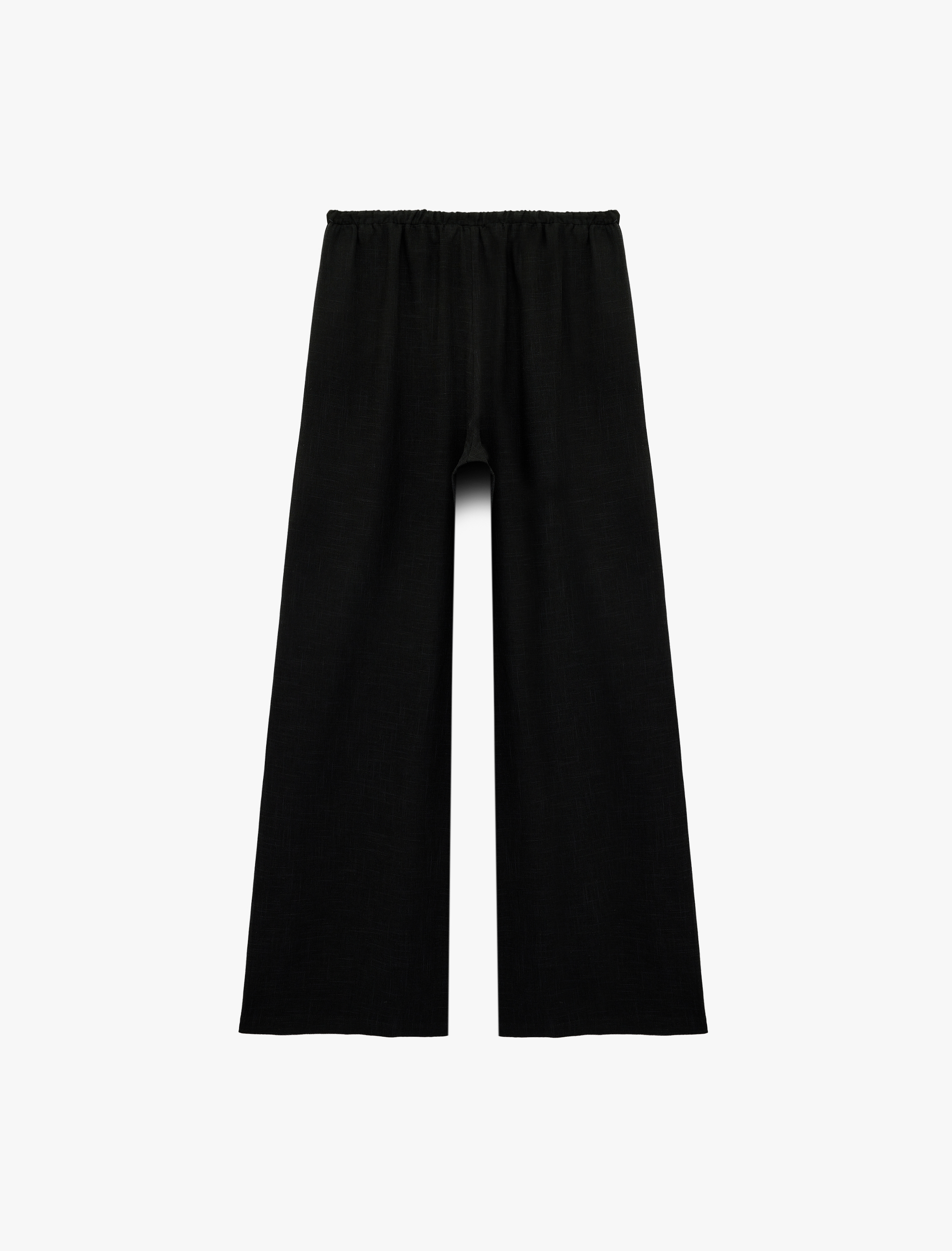   Viskon Karışımlı Beli Bağcıklı Geniş Paça Pantolon
