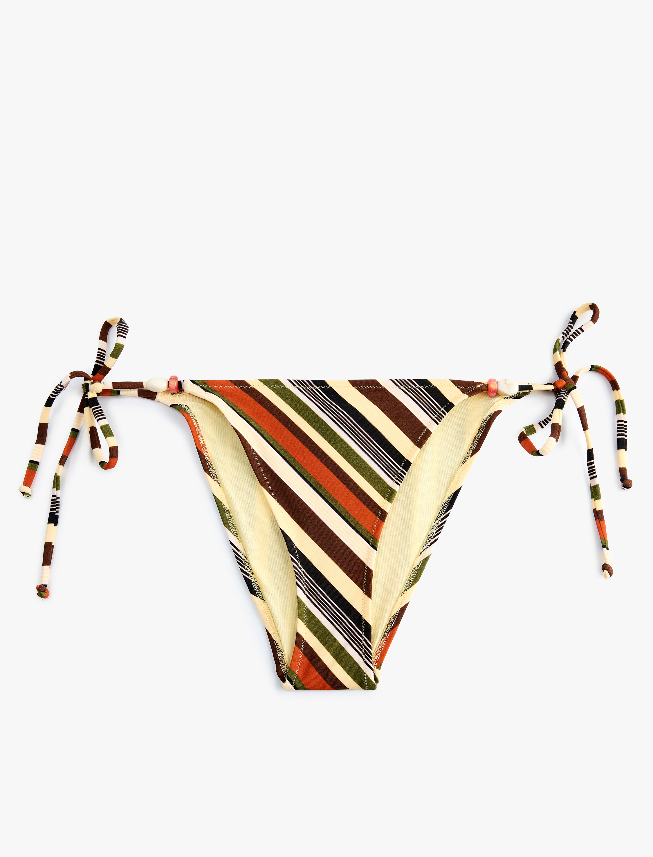   Yan Bağlamalı İpli Çizgili Bikini Alt