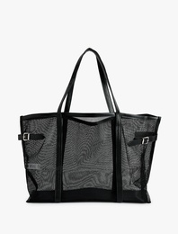 Büyük Metal Tokalı Fileli Tote Çanta