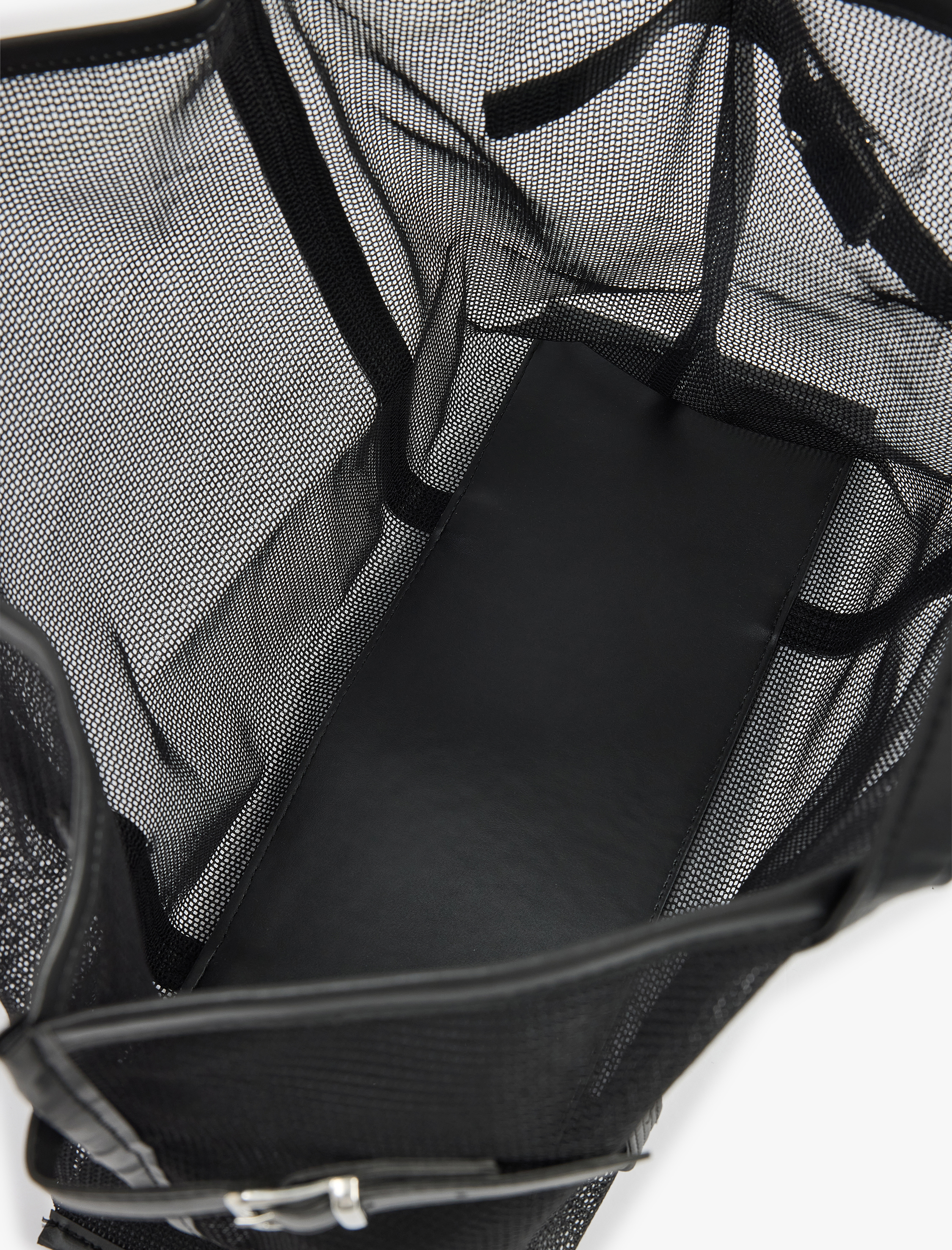  Kadın Büyük Metal Tokalı Fileli Tote Çanta