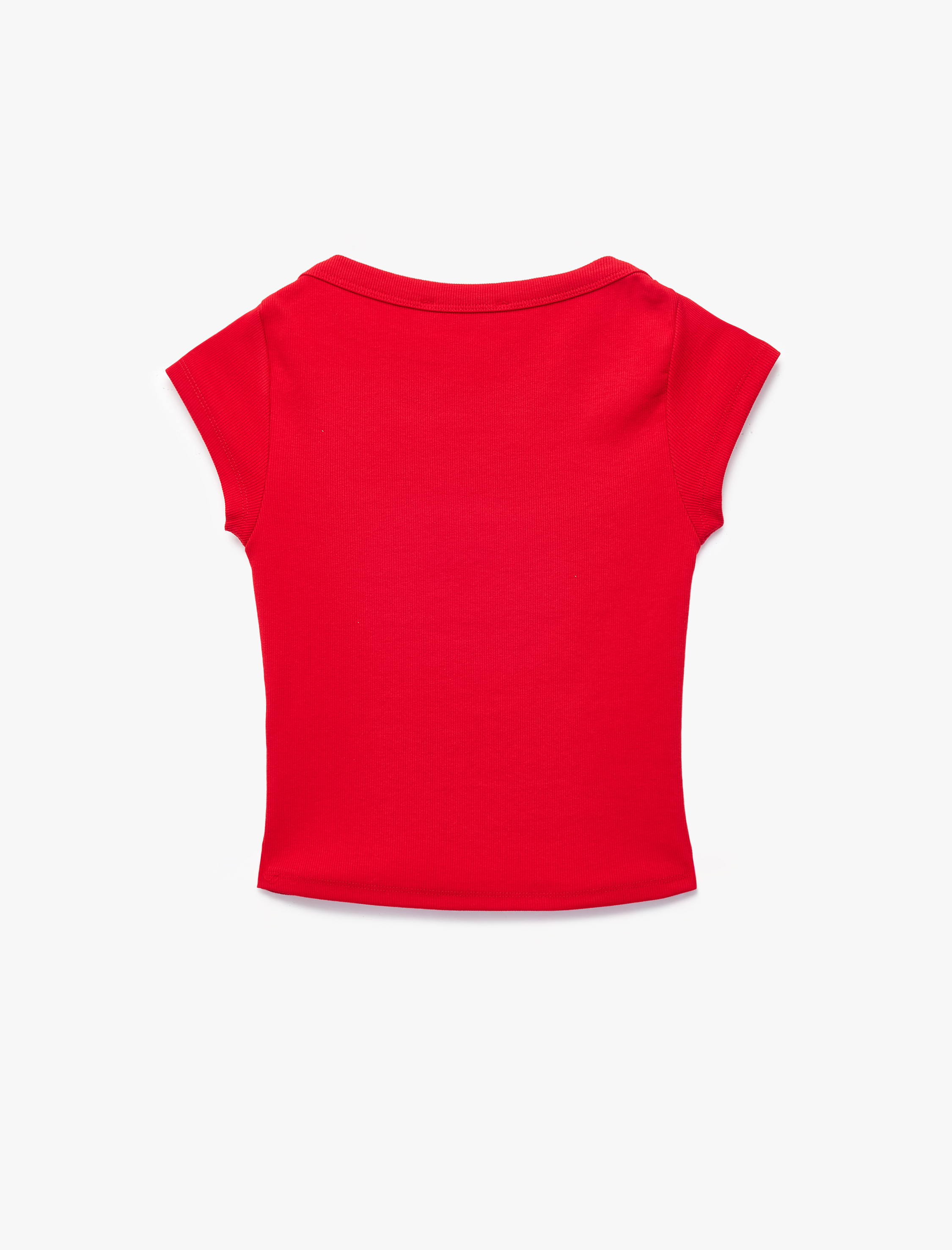   Slim Fit Kısa Kollu Kayık Yaka Kaşkorse Pamuklu Tişört