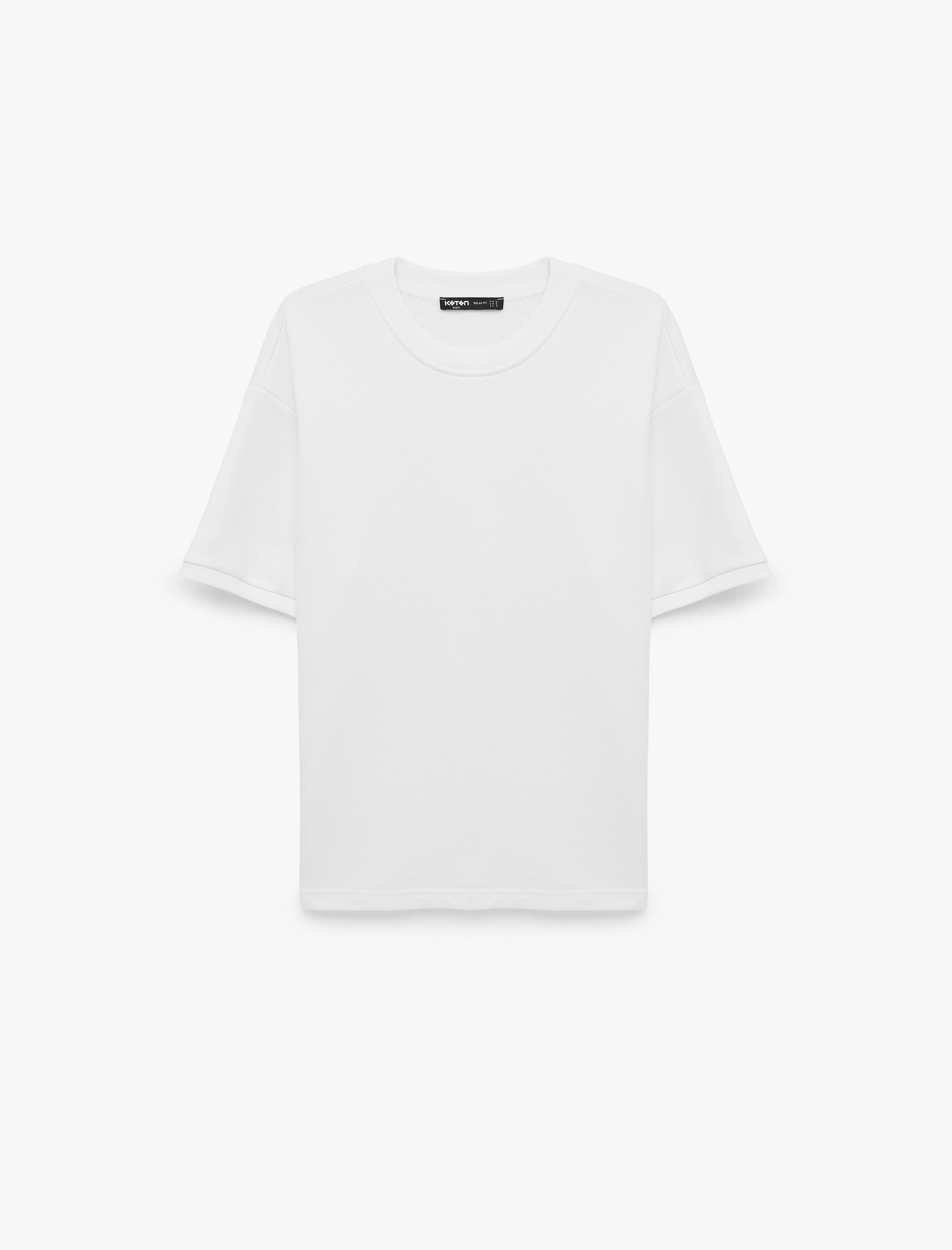   Pamuklu Bisiklet Yaka Kısa Kollu Oversize Basic Tişört