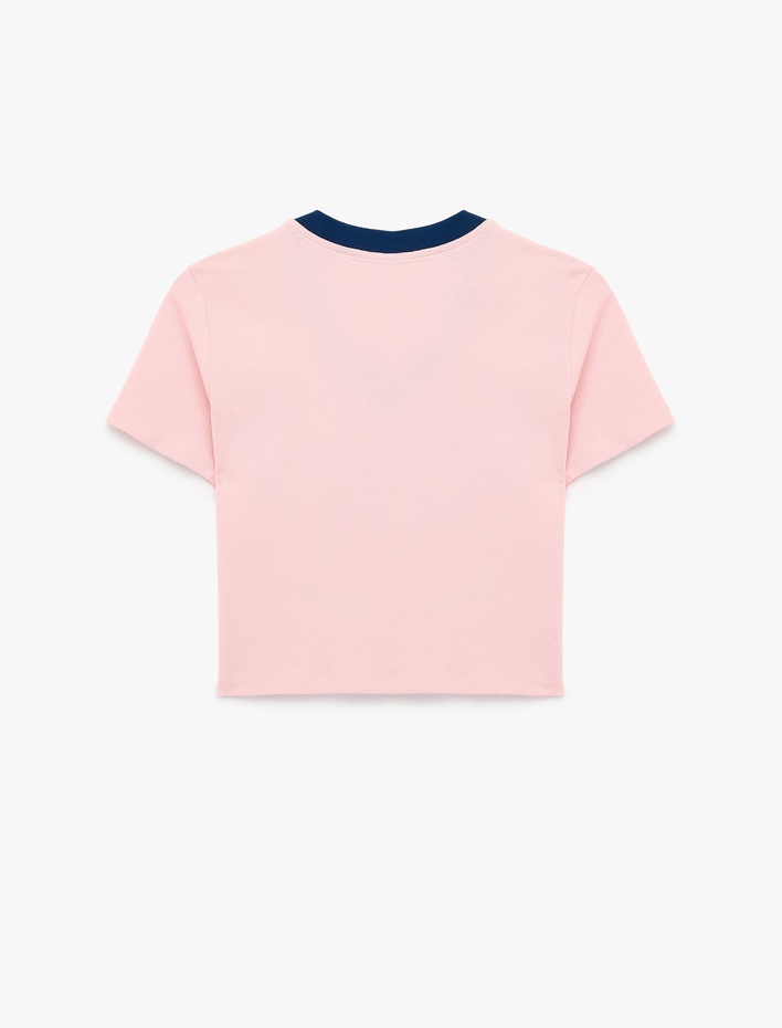  Pamuklu Slim Fit V Yaka Kısa Kollu Baskılı Tişört