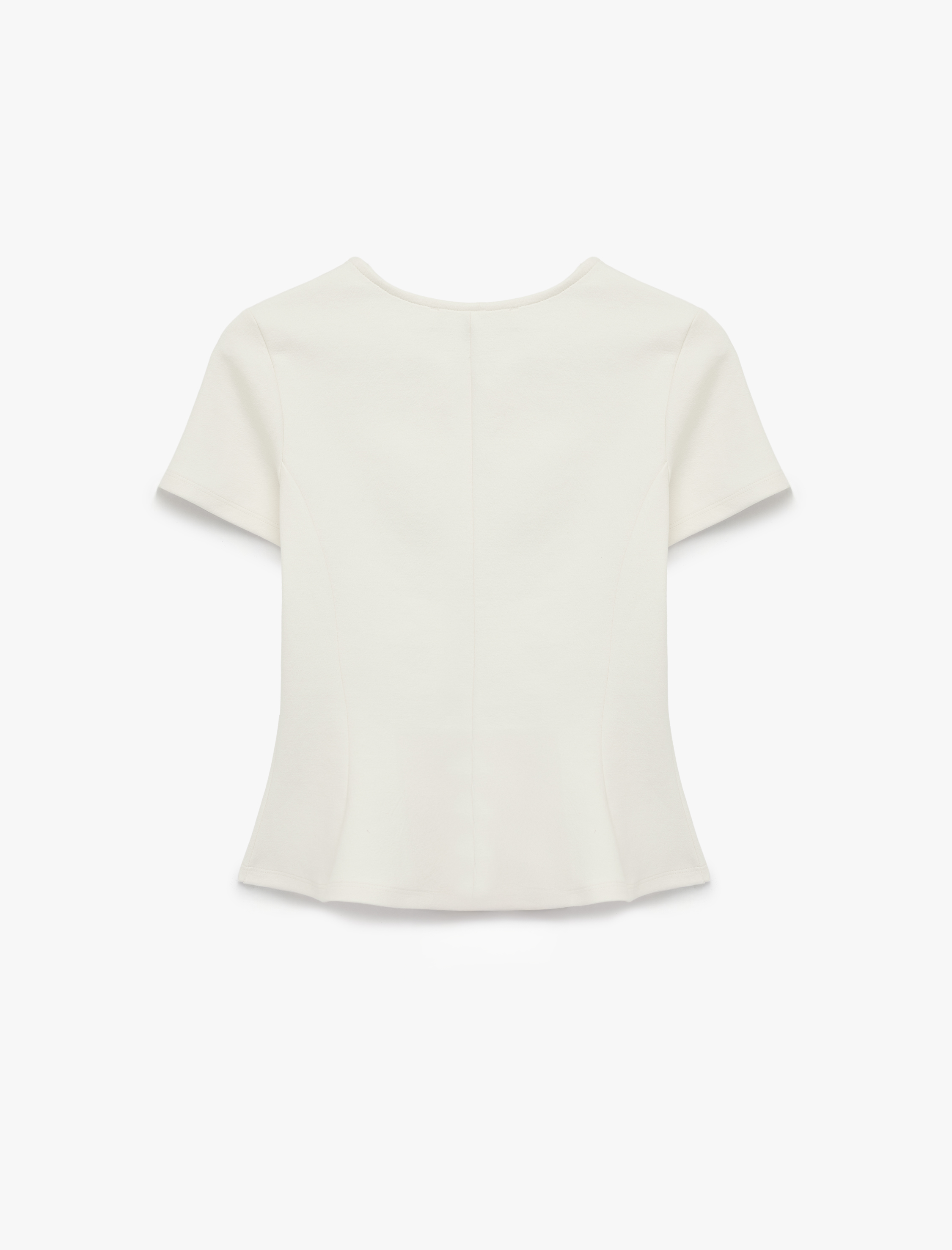   Pamuklu Kısa Kollu Bisiklet Yaka Peplum Bluz