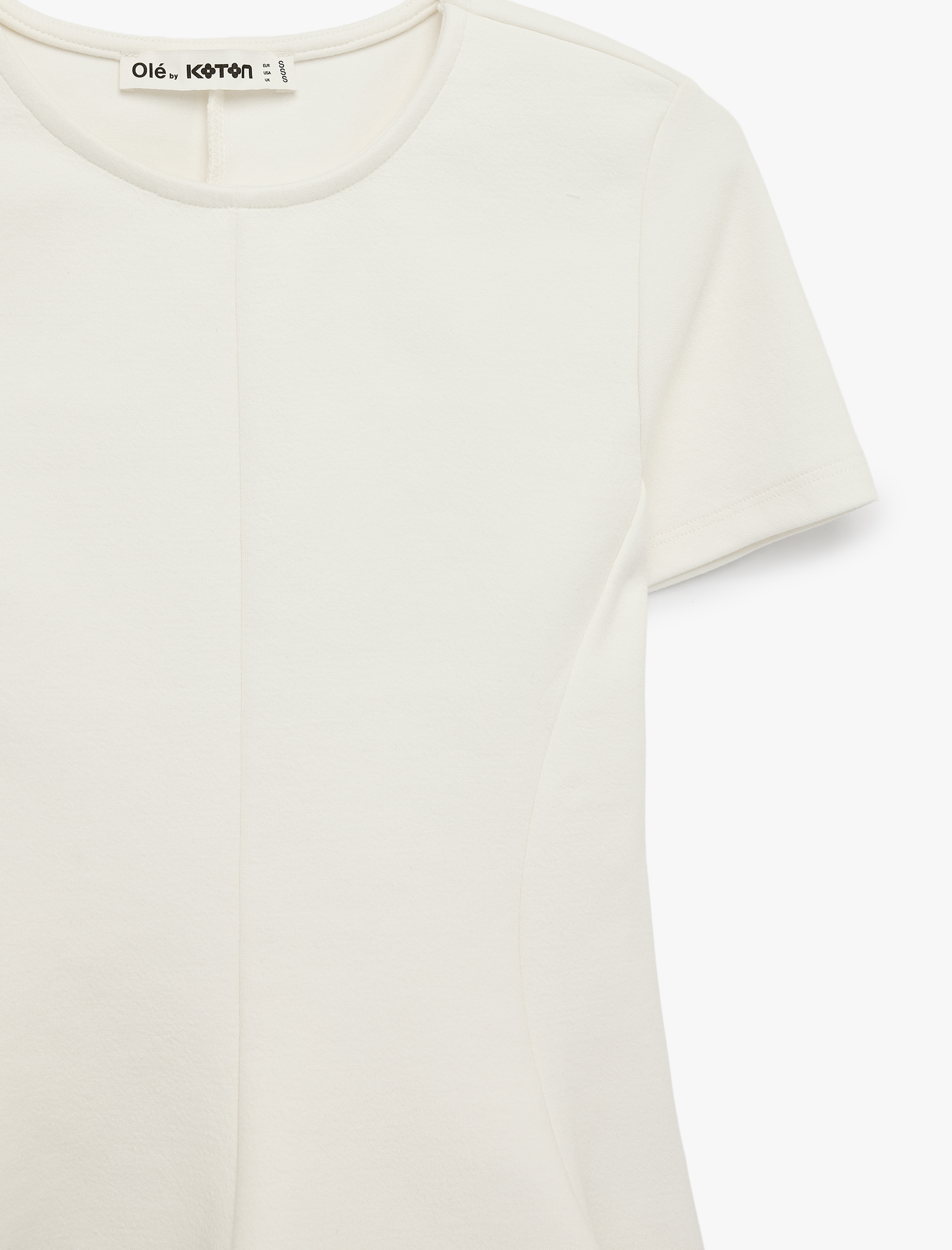   Pamuklu Kısa Kollu Bisiklet Yaka Peplum Bluz