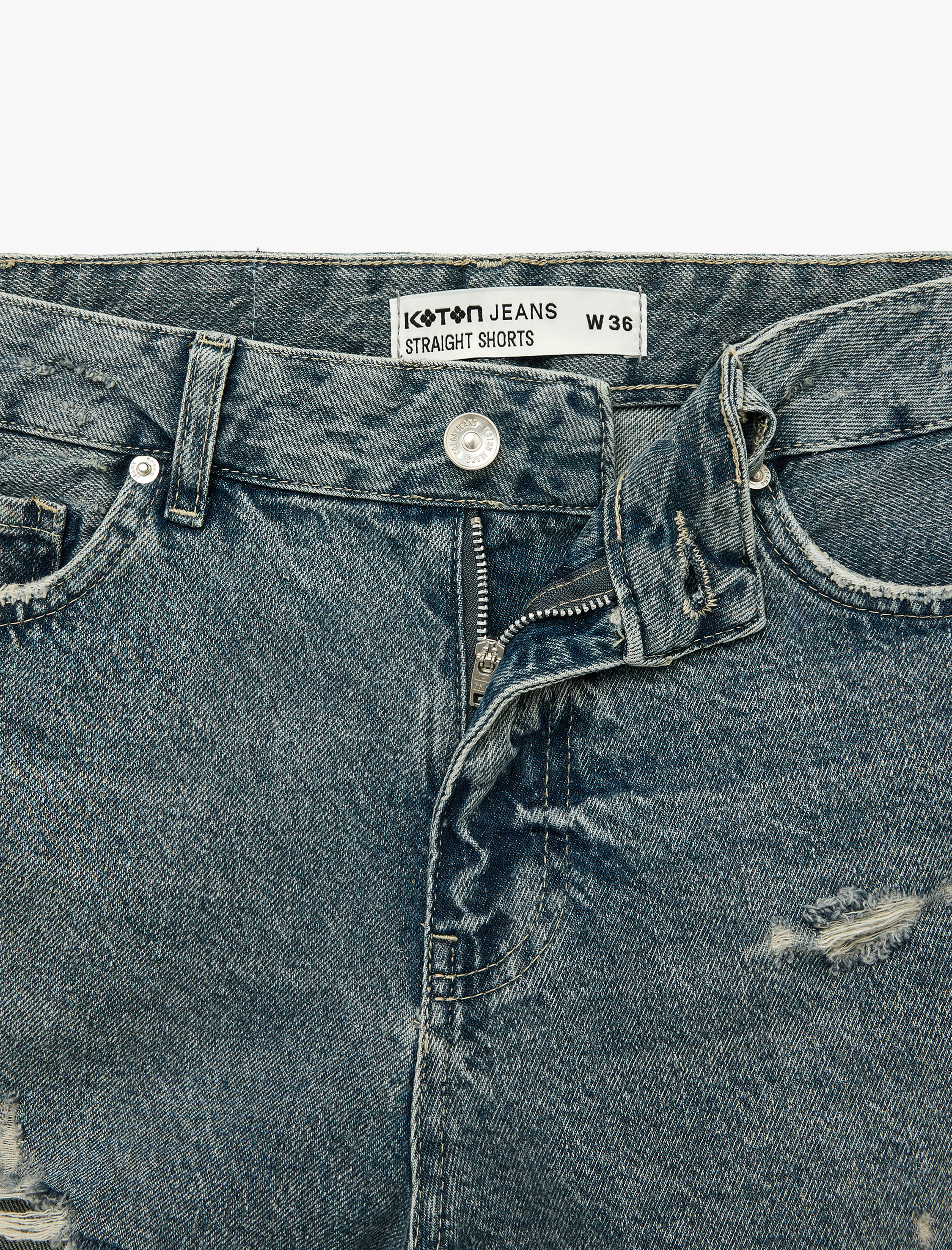   Yıpratma Detaylı Pamuklu Rahat Kalıp Mini Denim Şort
