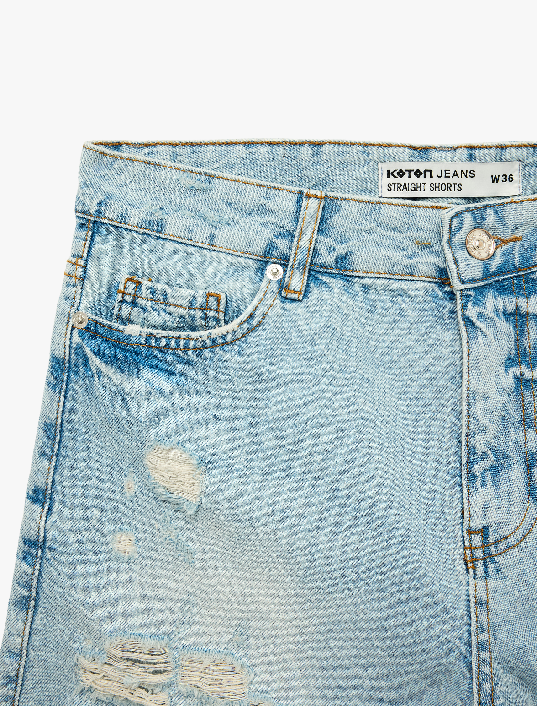   Yıpratma Detaylı Pamuklu Rahat Kalıp Mini Denim Şort