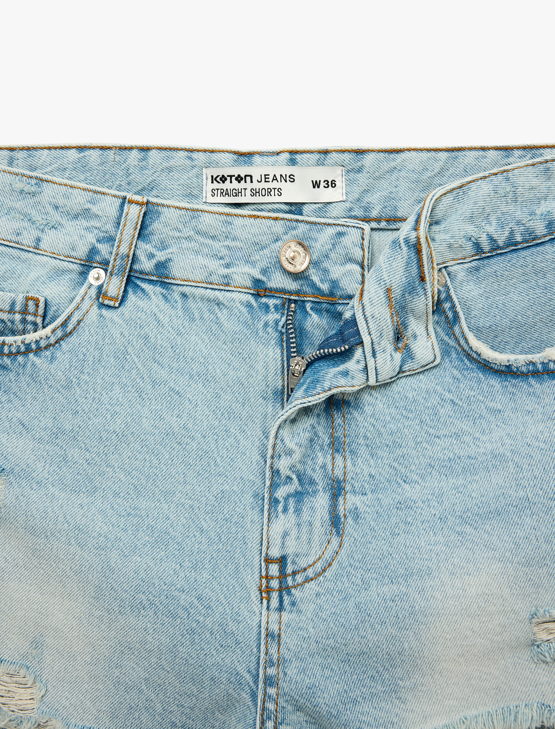   Yıpratma Detaylı Pamuklu Rahat Kalıp Mini Denim Şort