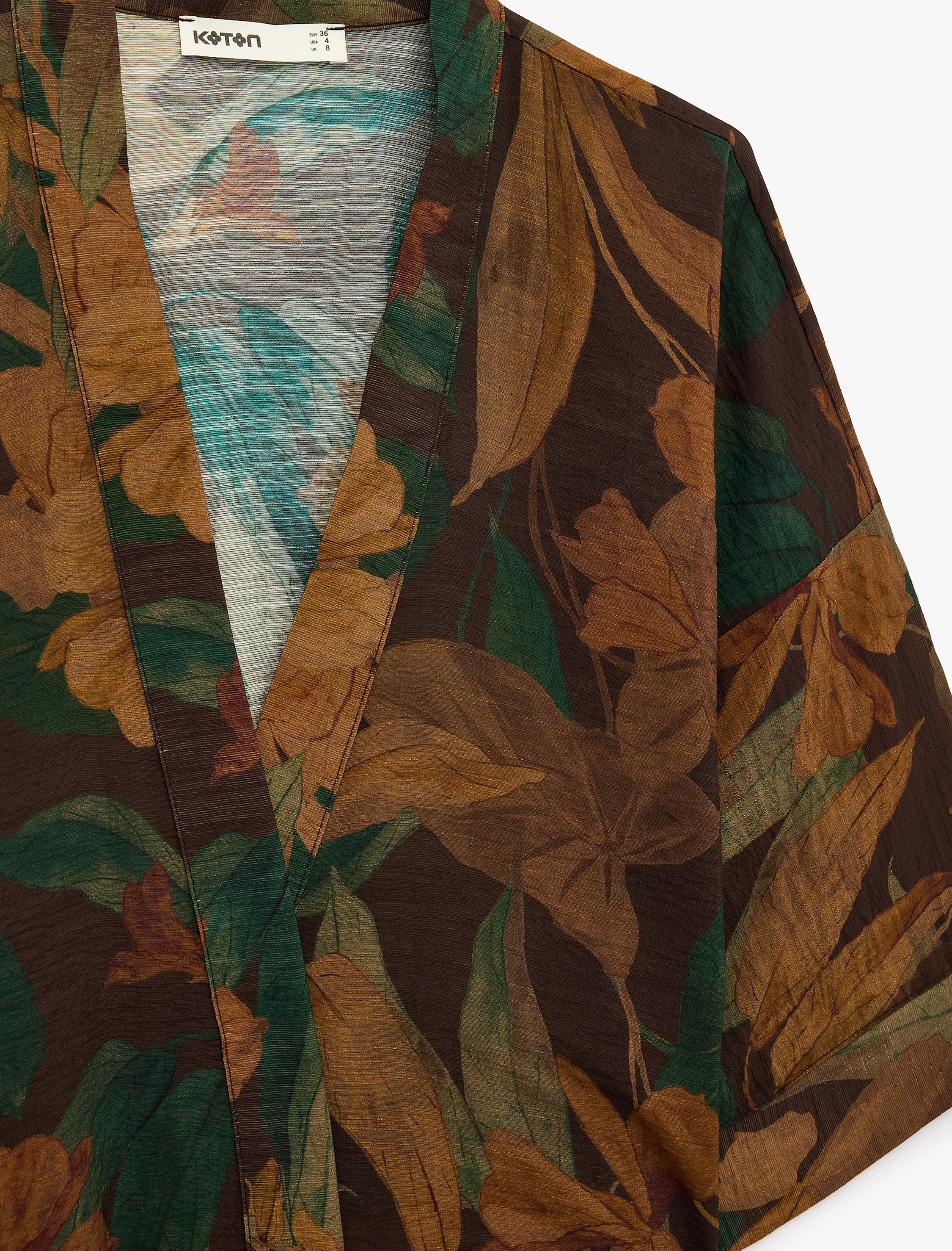   Koton X Melis Ağazat - Püsküllü Kuşak Detaylı Floral Desenli Kimono