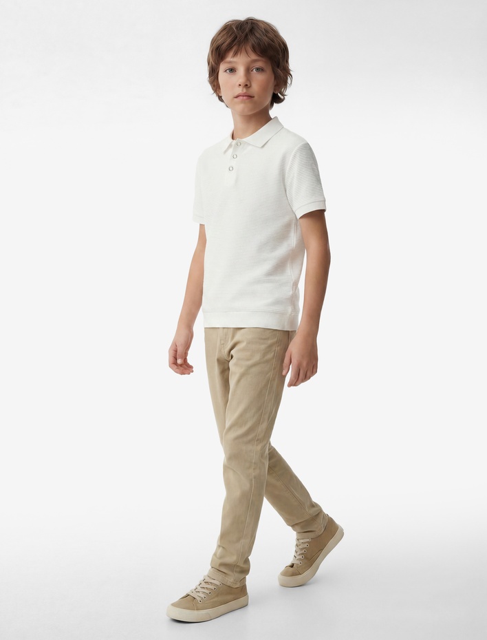 Erkek Çocuk Pamuklu Kısa Kollu Polo Yaka Basic Tişört