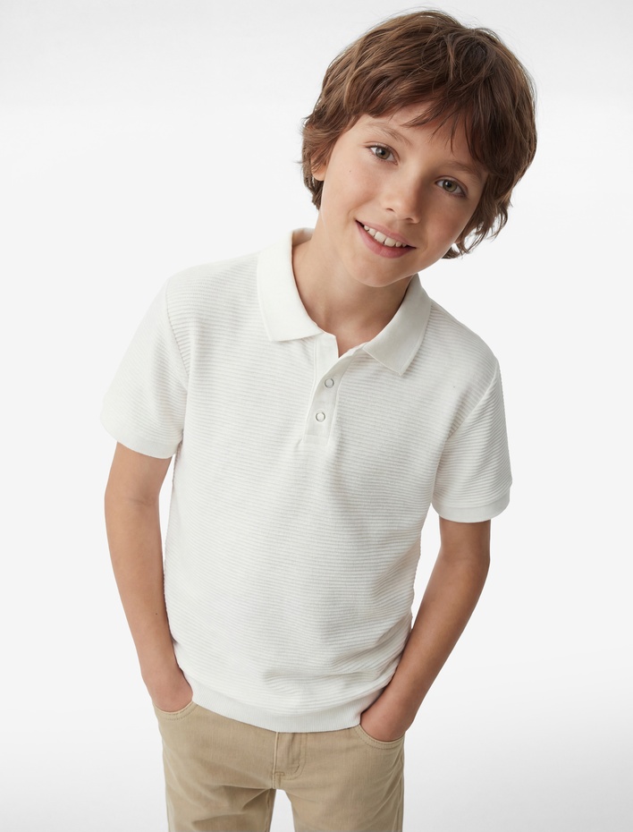 Erkek Çocuk Pamuklu Kısa Kollu Polo Yaka Basic Tişört