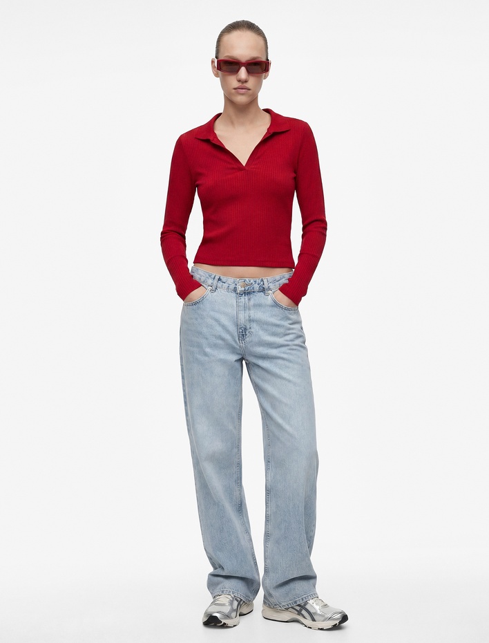  Kaşkorse Uzun Kollu Slim Fit Polo Yaka Tişört