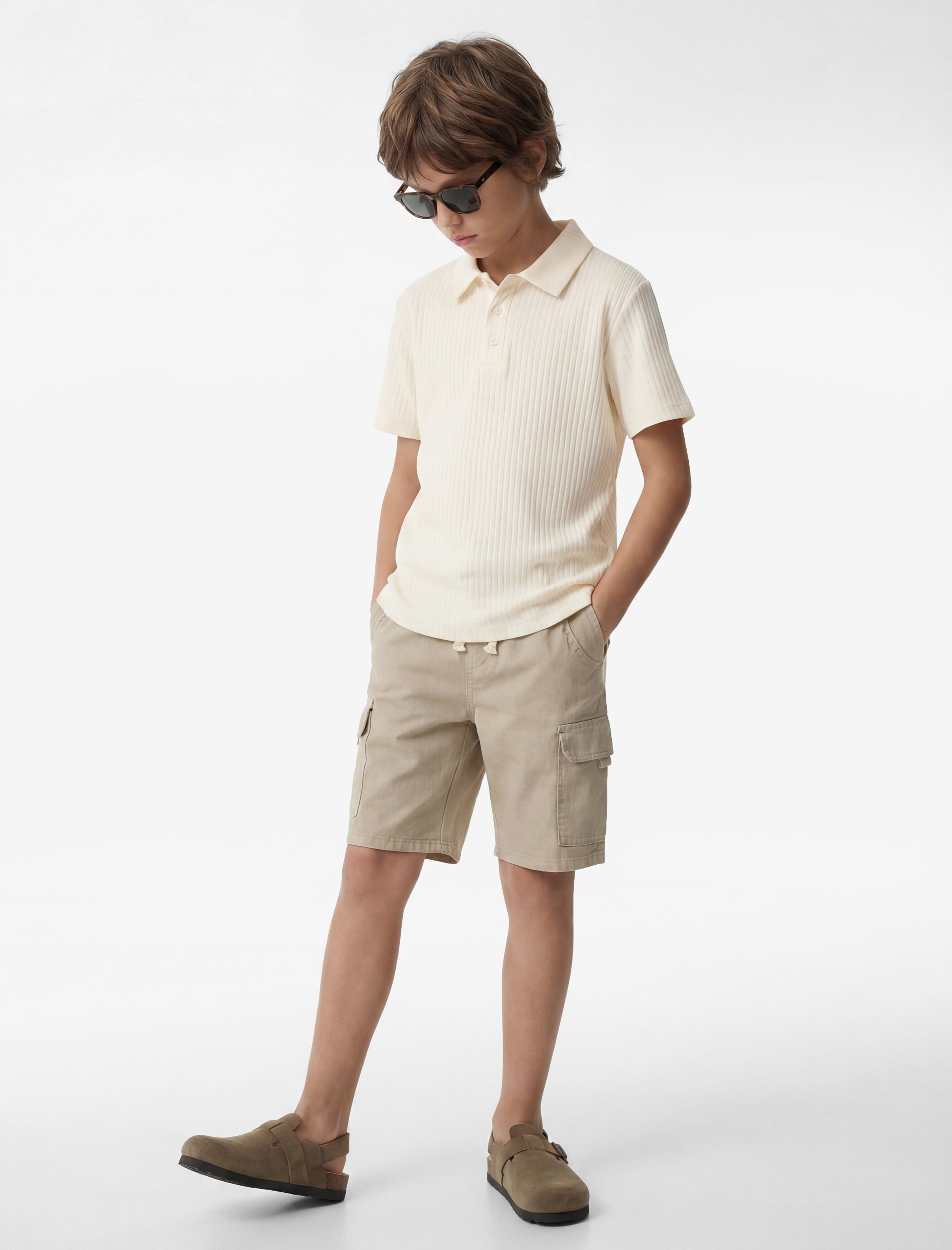  Erkek Çocuk Kısa Kollu Düğmeli Basic Polo Yaka Tişört