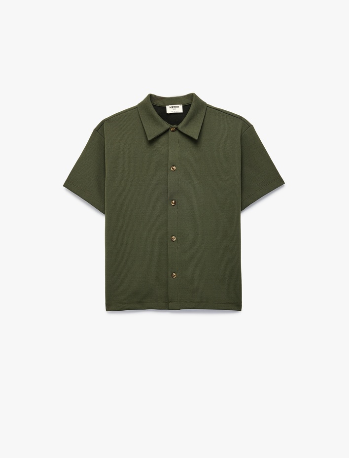 Erkek Çocuk Pike Kumaş Regular Fit Kısa Kollu Gömlek