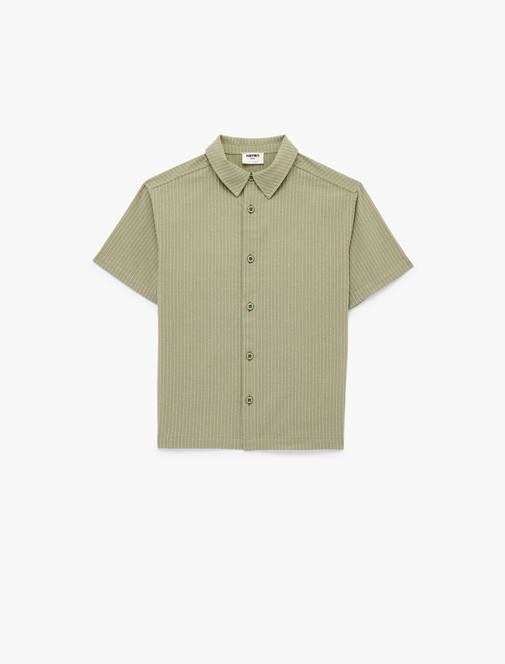 Erkek Çocuk Pamuklu Klasik Yaka  Kısa Kollu Basic Oversize Gömlek