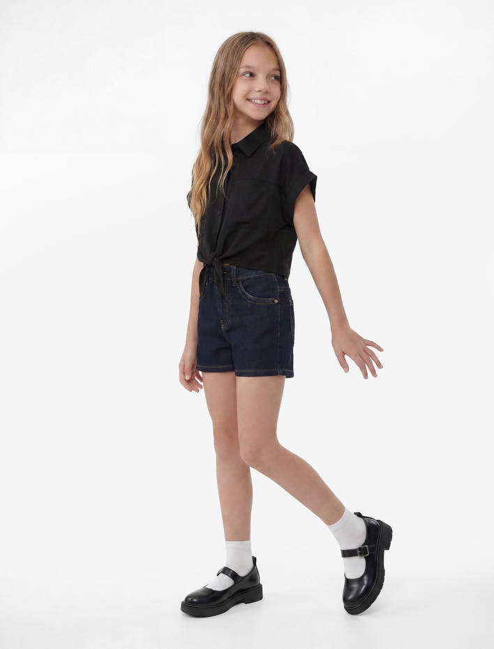 Kız Çocuk Pamuklu Cepli Denim Şort